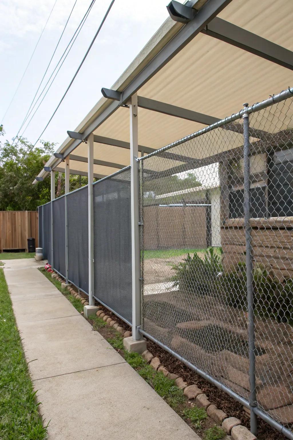 Retractable screens provide adaptable privacy options.