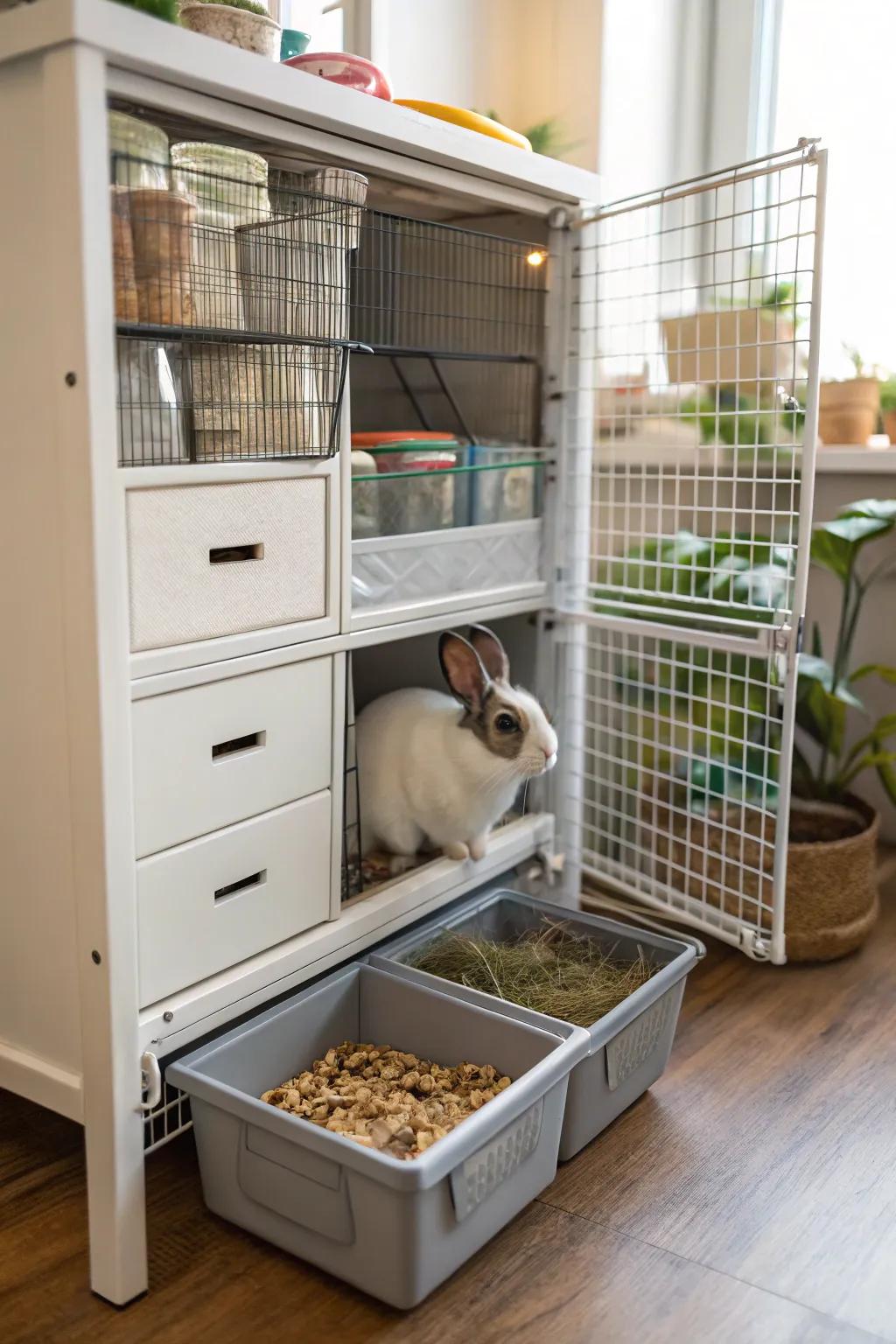 Hidden stowage solutions maintain organization and style.