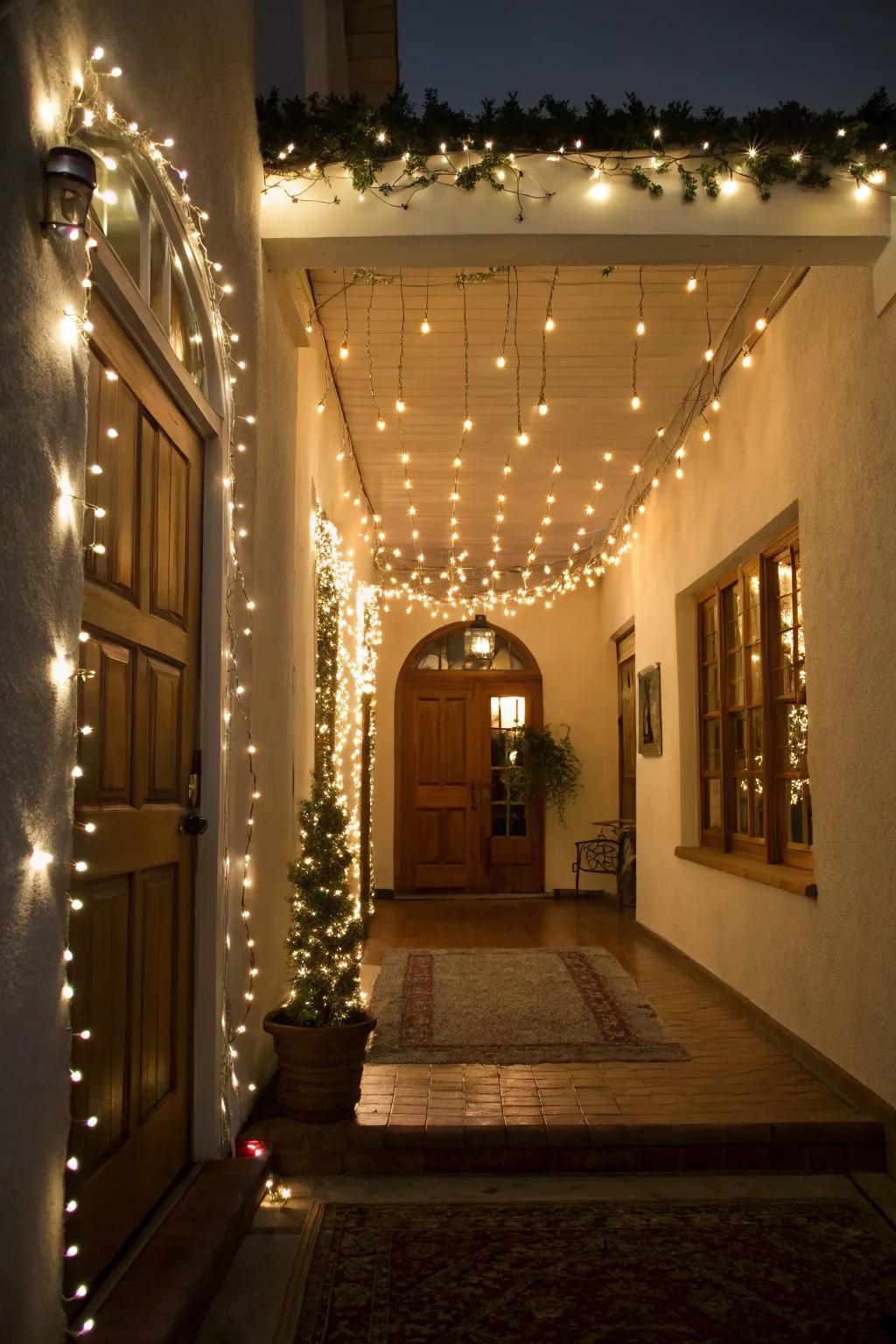 With decorative mini-lights, turn your entryway into a welcoming space.