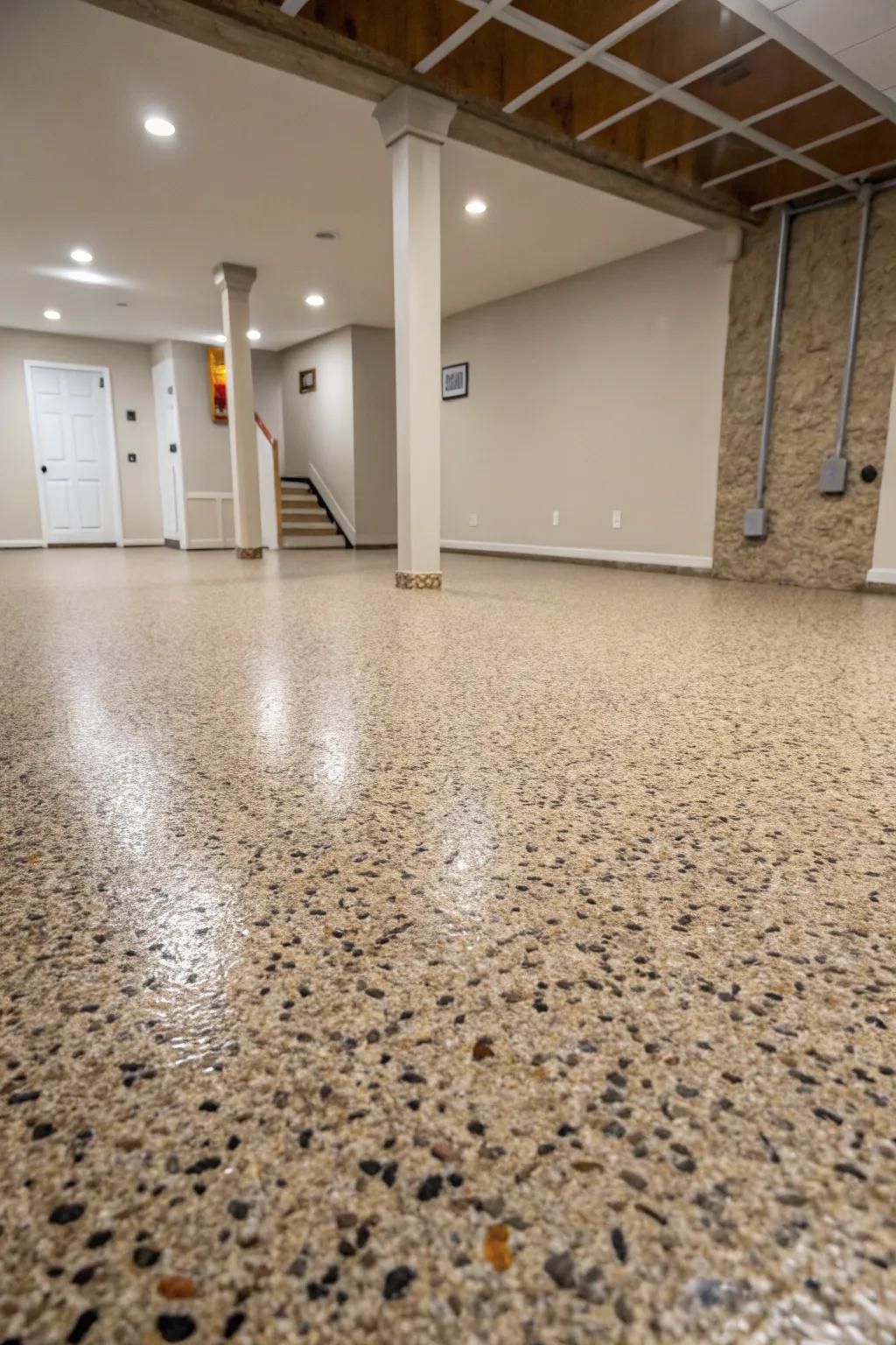 Gravel covering mixture adds natural texture and slip-resistance.