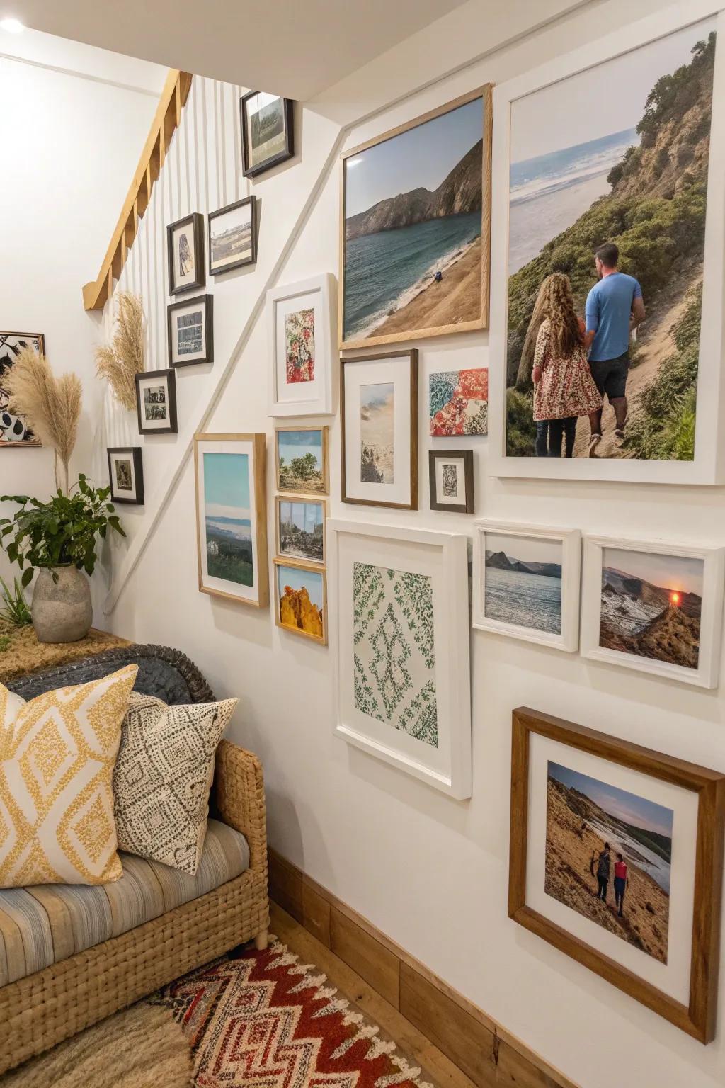 A photo wall shows off personality and stories.
