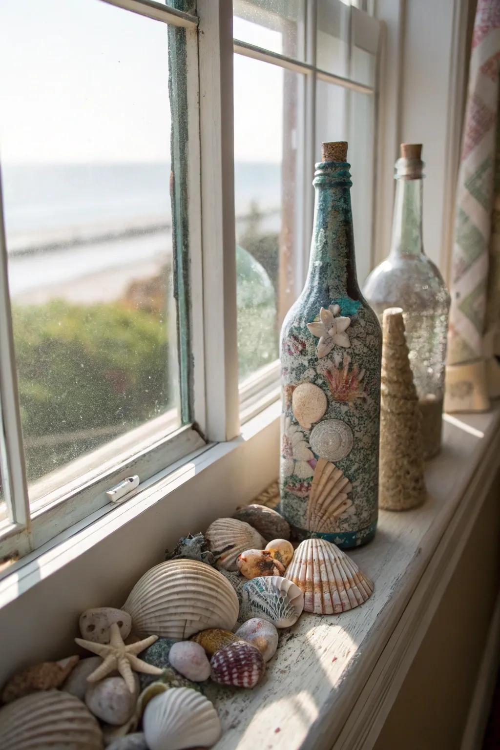 A curated collection injects personal flair and interest into your window sill.