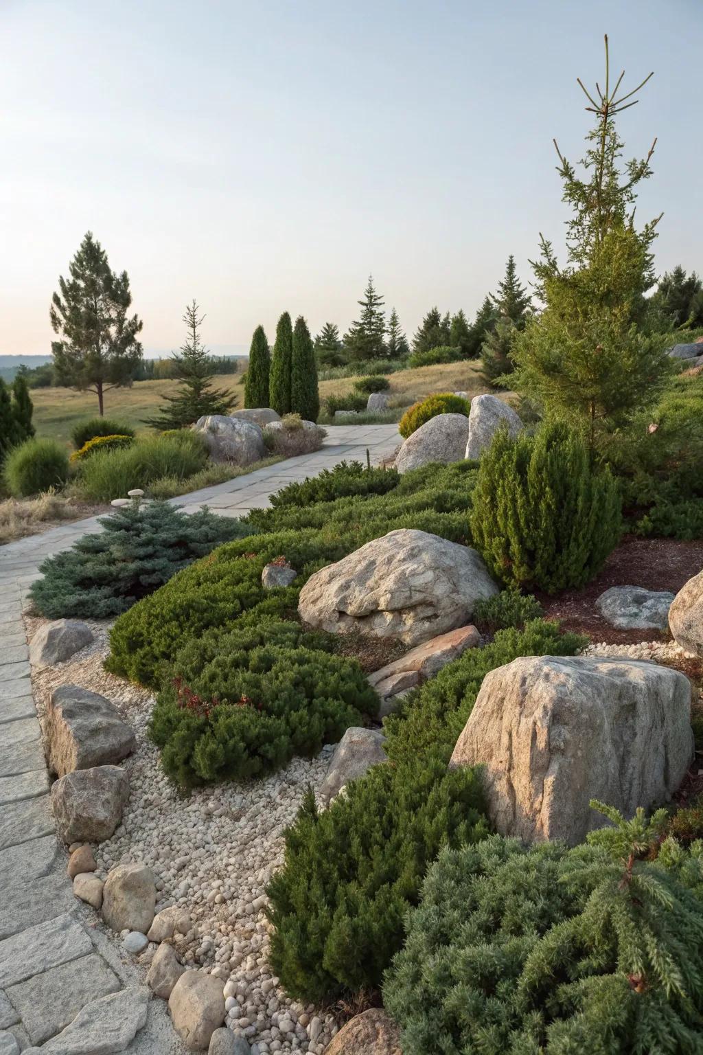 An alpine aesthetic with creeping junipers