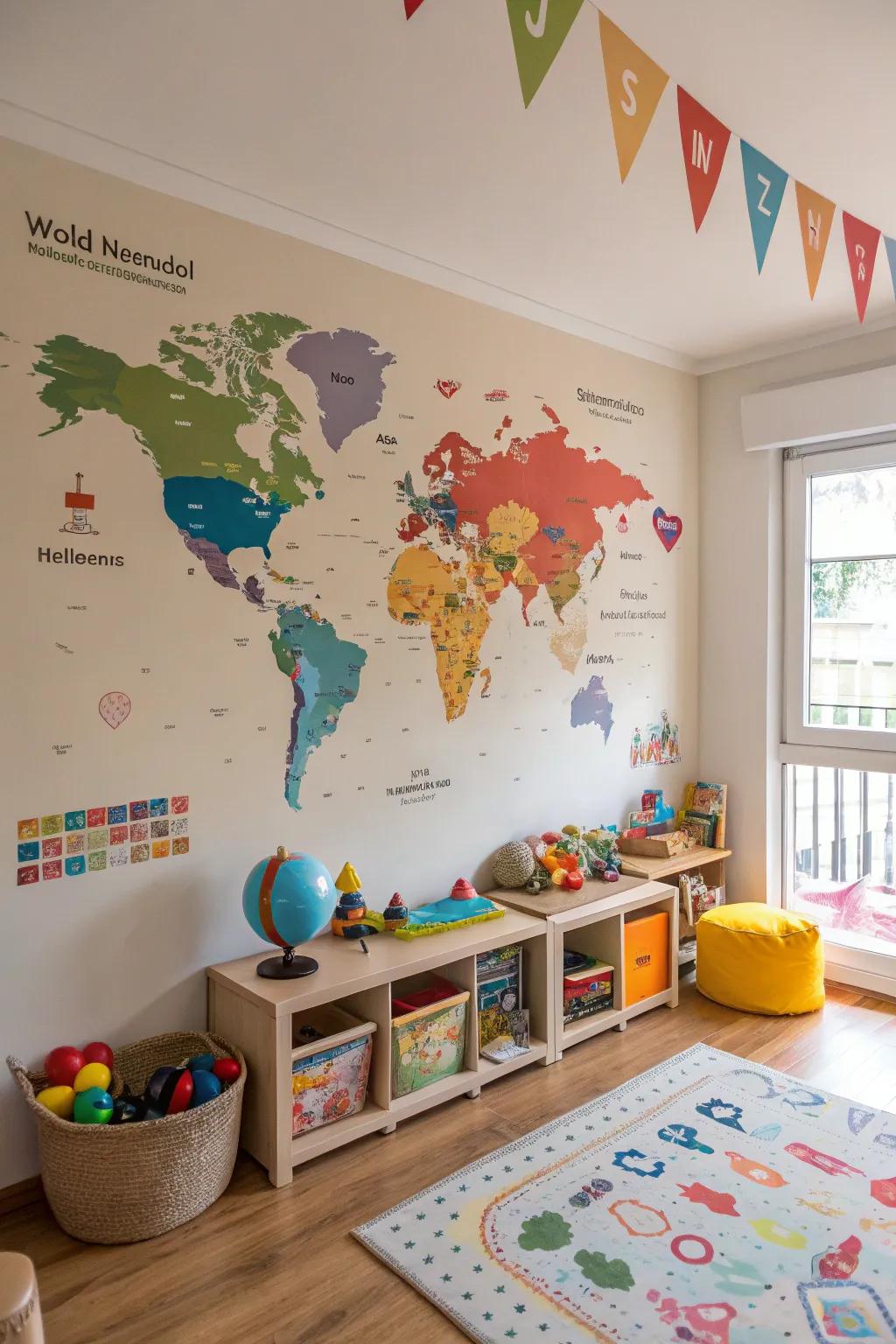Informational wall charts make learning geography visual and enjoyable.