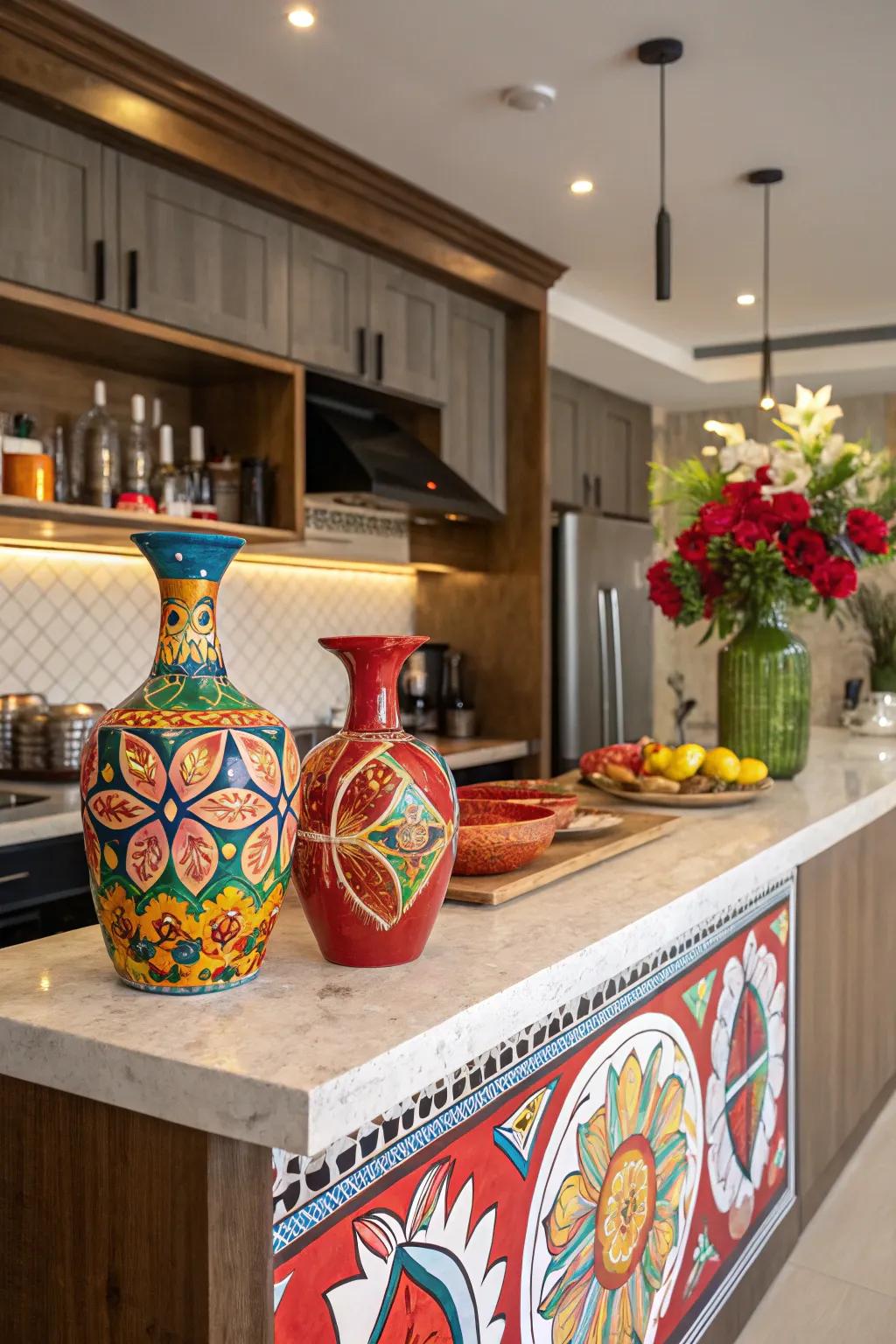 Strong accents add personality to your kitchen bar.