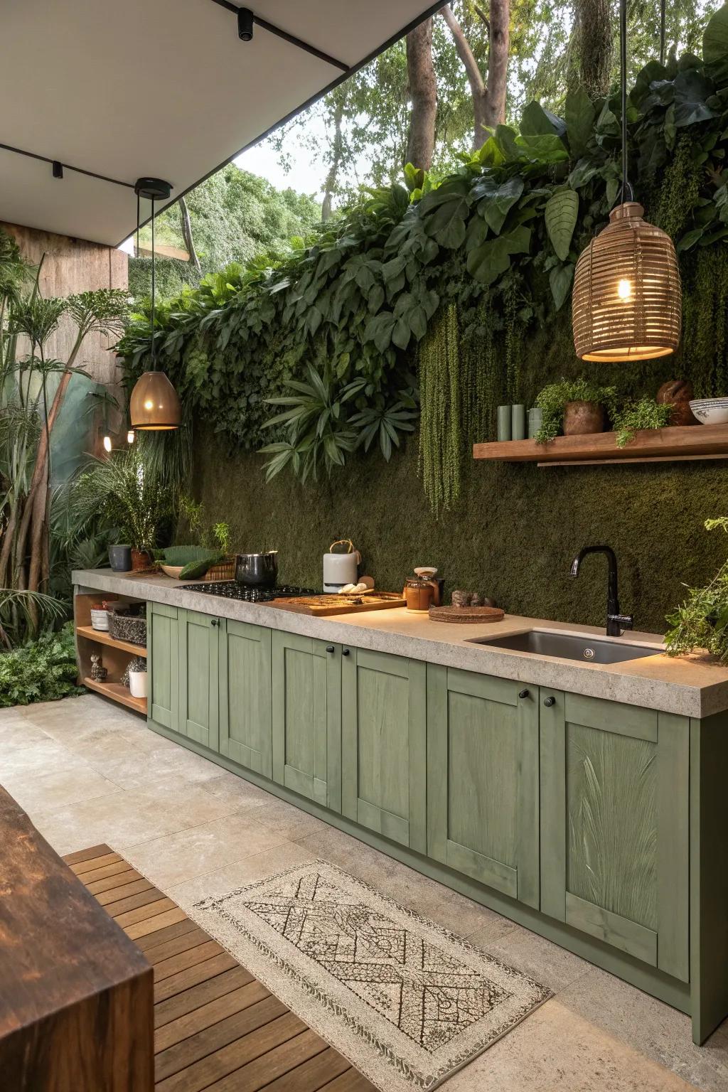 Soothing nature with plant life and earth shades.