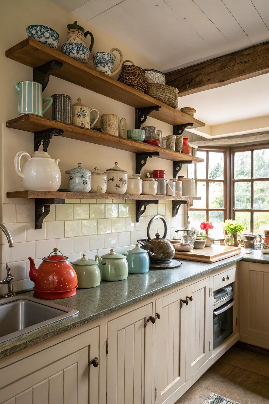 Showcase collections using open shelves.