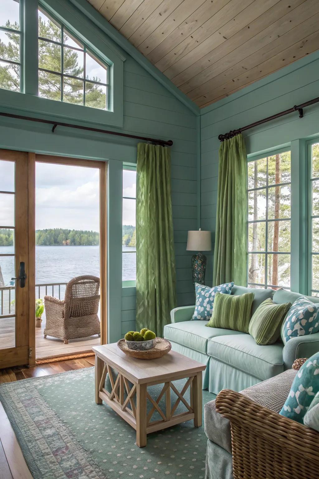Water-inspired tones compose a tranquil and unified aesthetic.