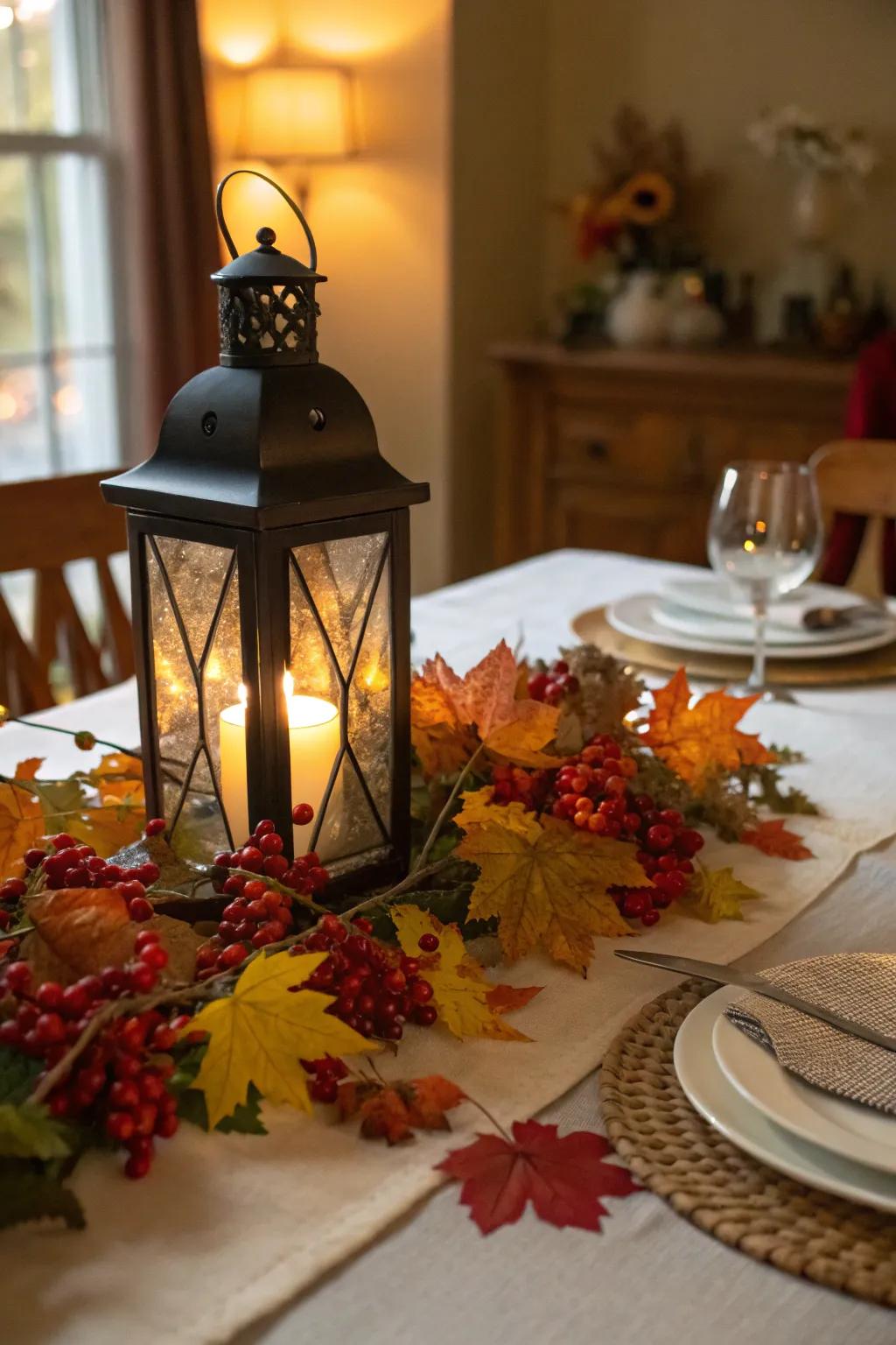 Lanterns make ideal table focal points for any season.