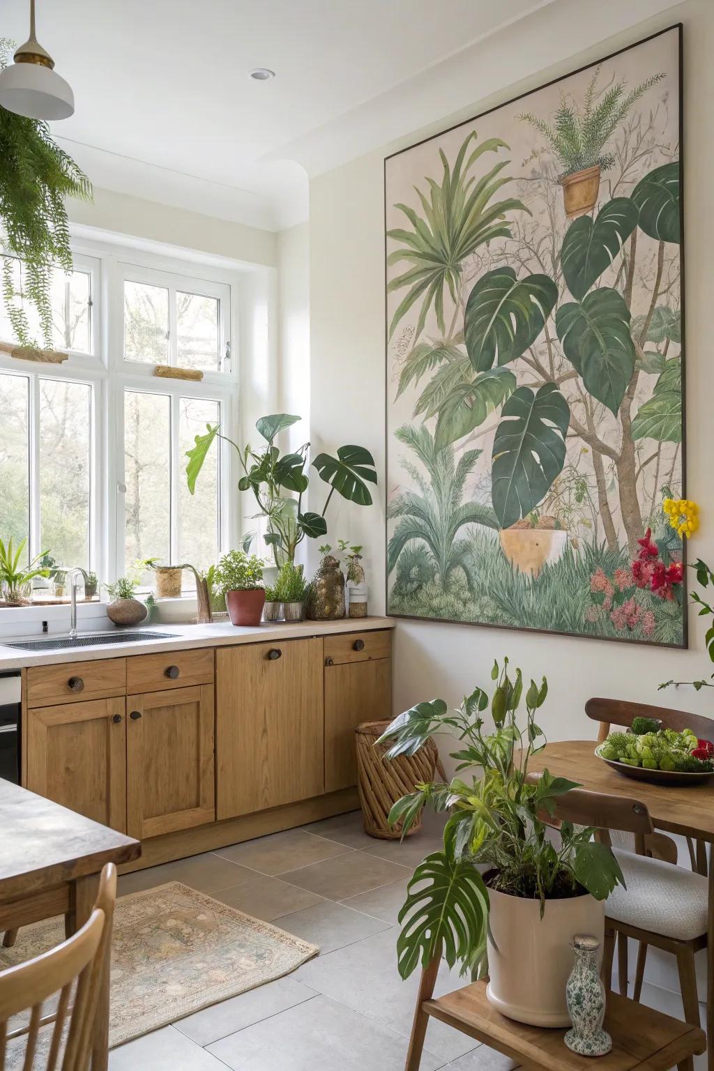 Lively energy infuses with a botanical wall art collection.