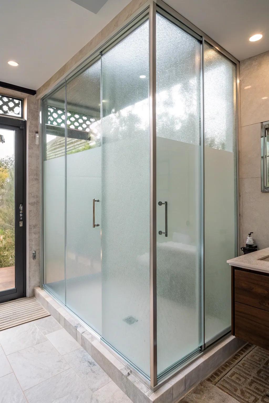 Smoked panes ensure stylish privacy within your shower.