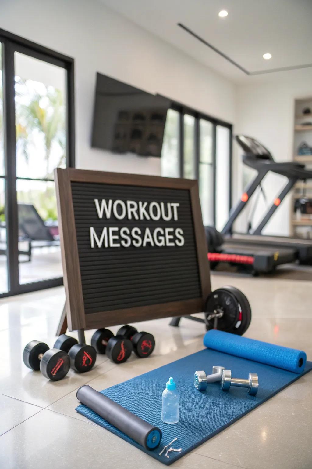 Stay motivated to exercise with inspiring messages on your board.