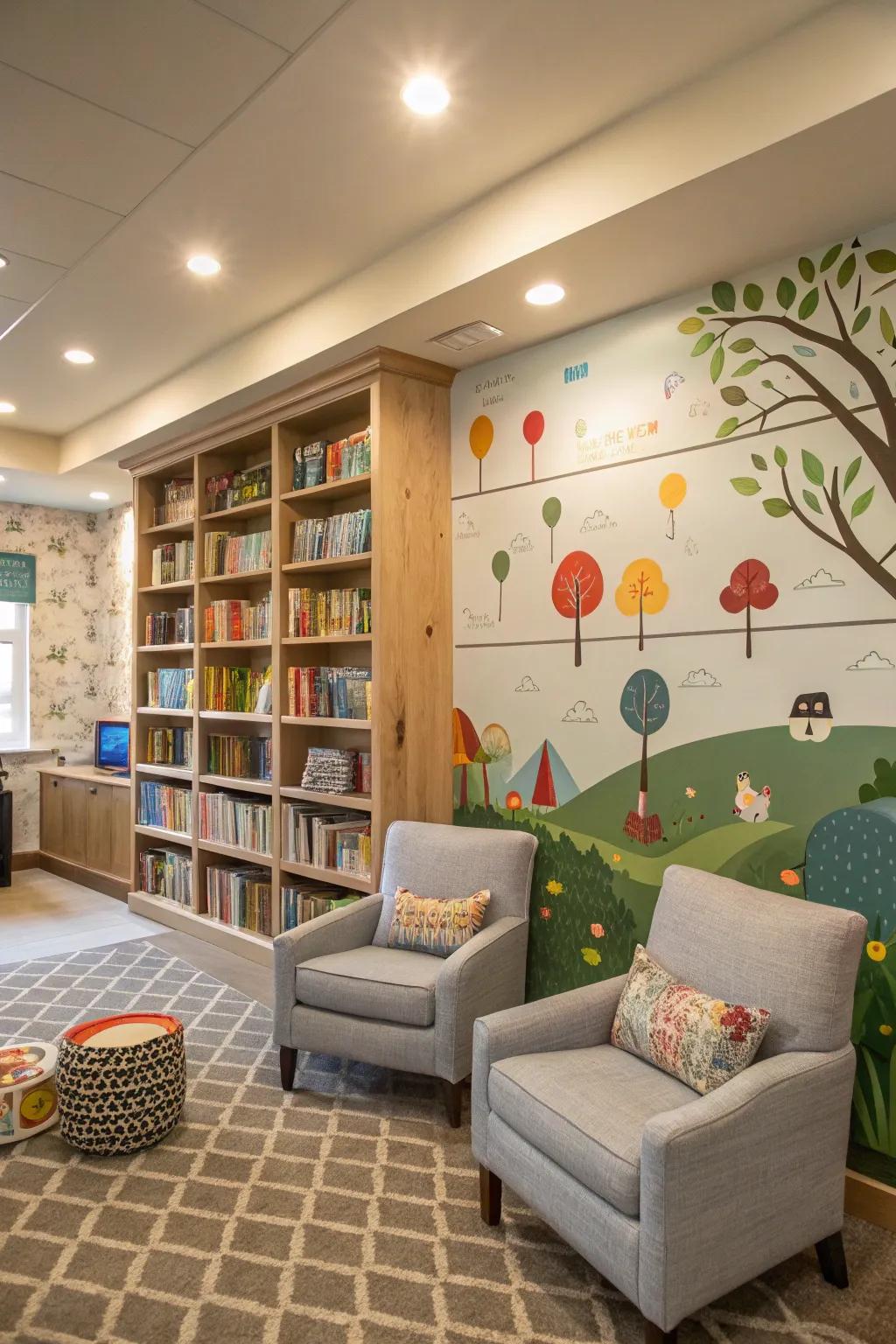 Engaging tale walls can transform your library into a place of endless creativity.