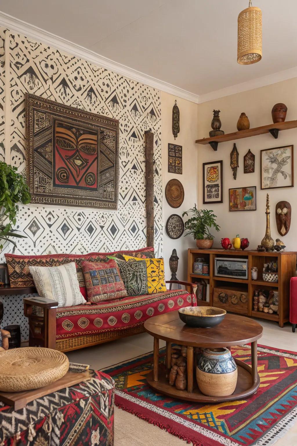 Tribal designs add cultural richness and storytelling to your space.