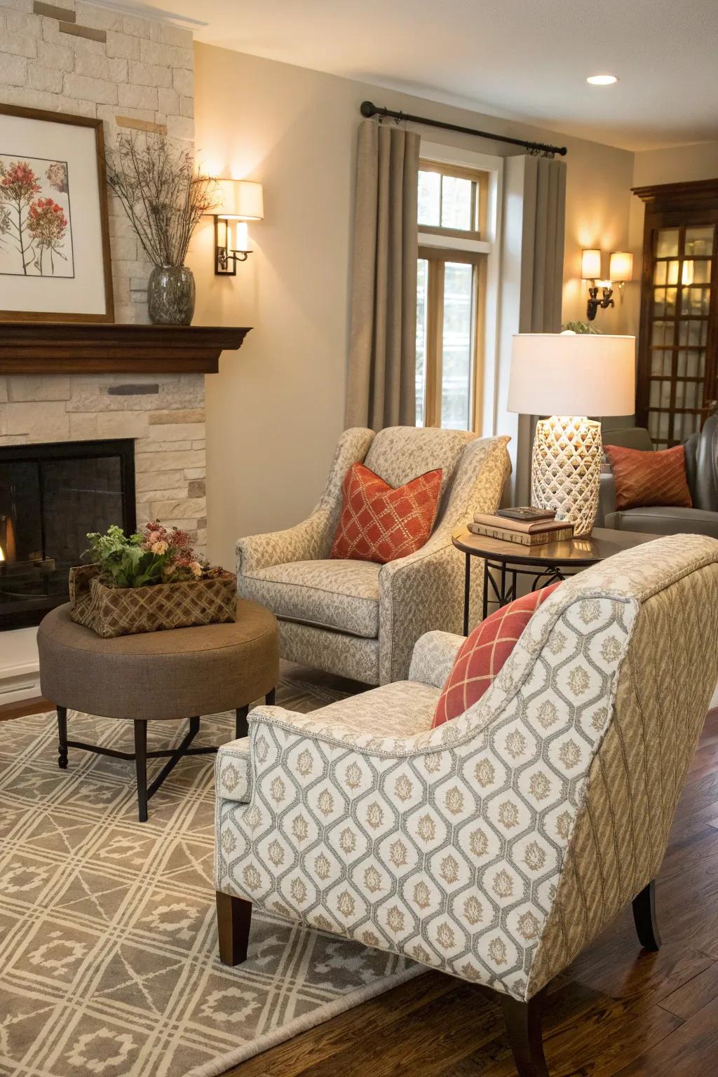 Uneven arrangements bring visual intrigue.