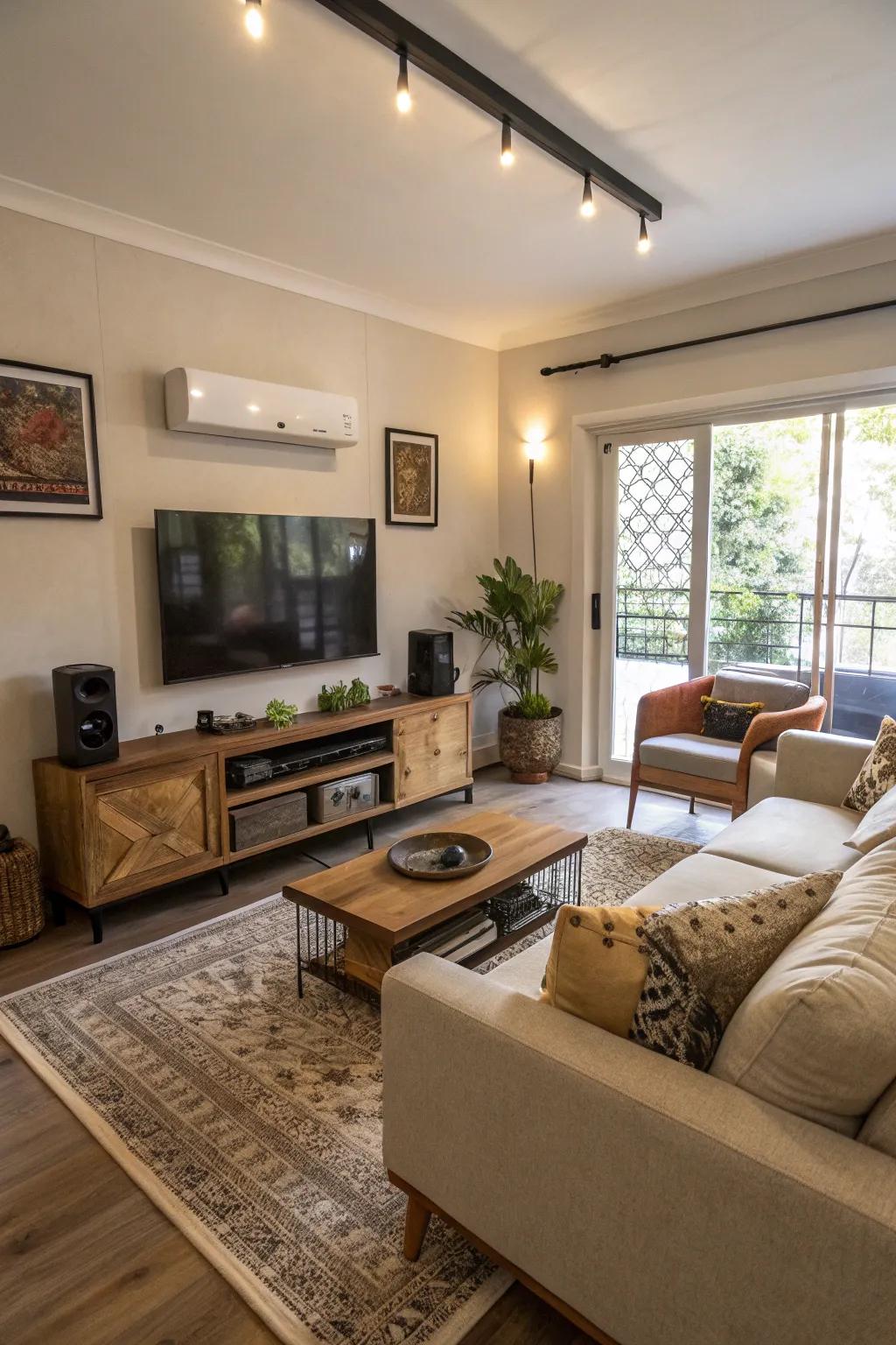 Flexible furnishings allow for adaptable seating arrangements.