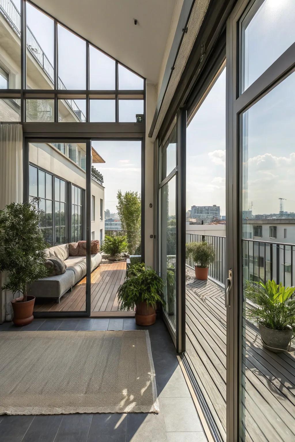 Smooth indoor-outdoor life improves the loft experience.