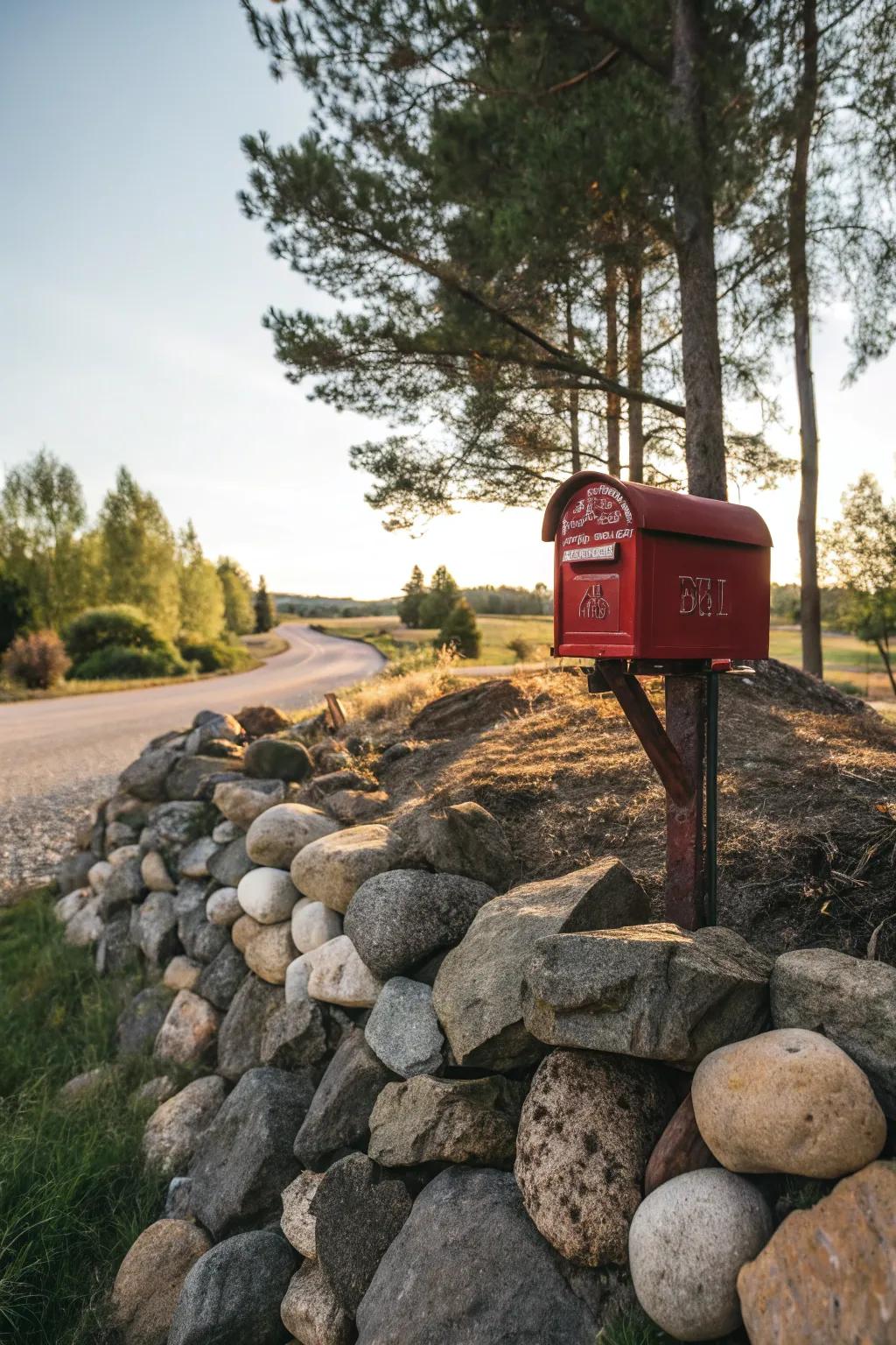 Layered rock textures add depth and interest to your mailbox landscape.