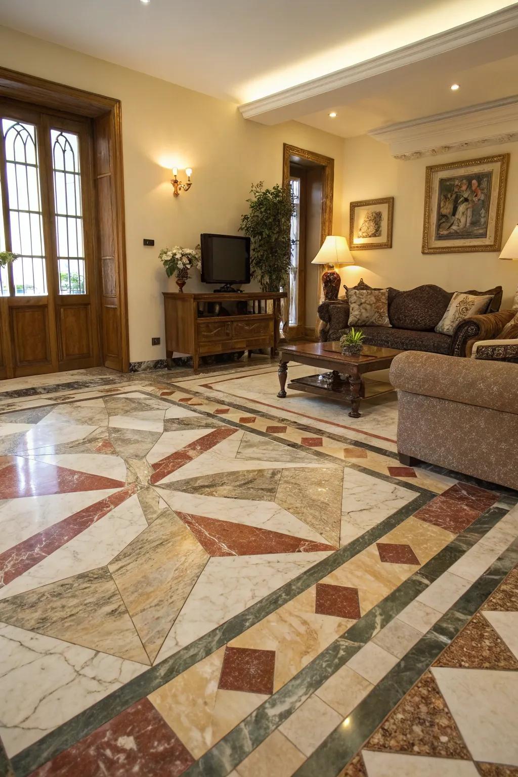 An eclectic mix of stone types for a dynamic floor.