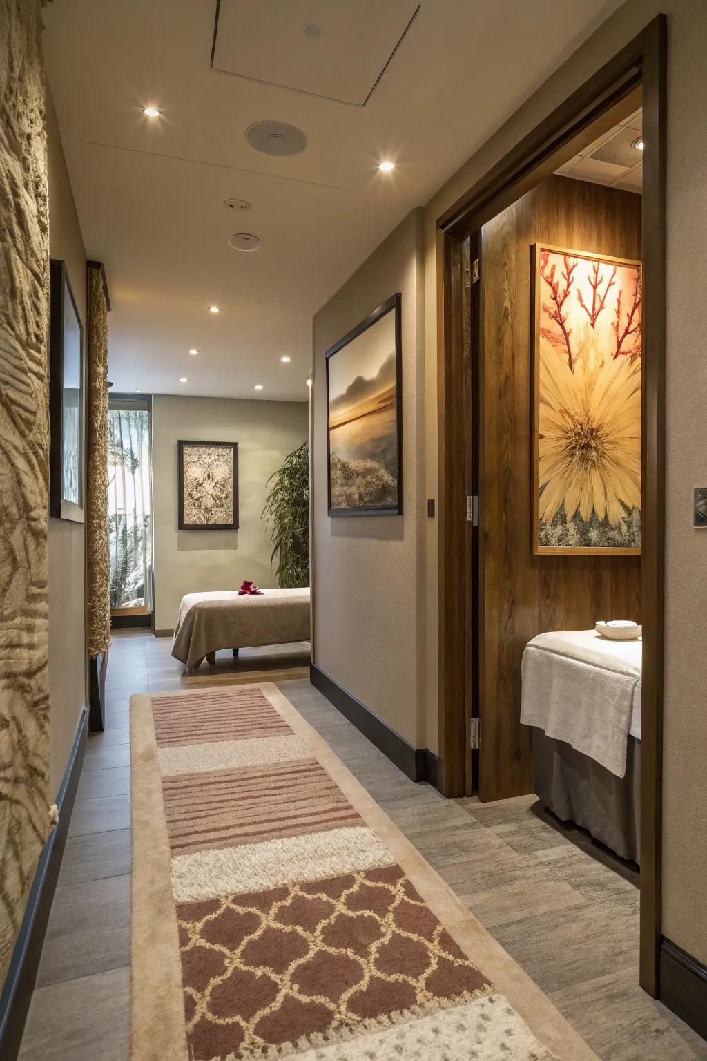 A welcoming entryway establishes the tone for the massage experience.