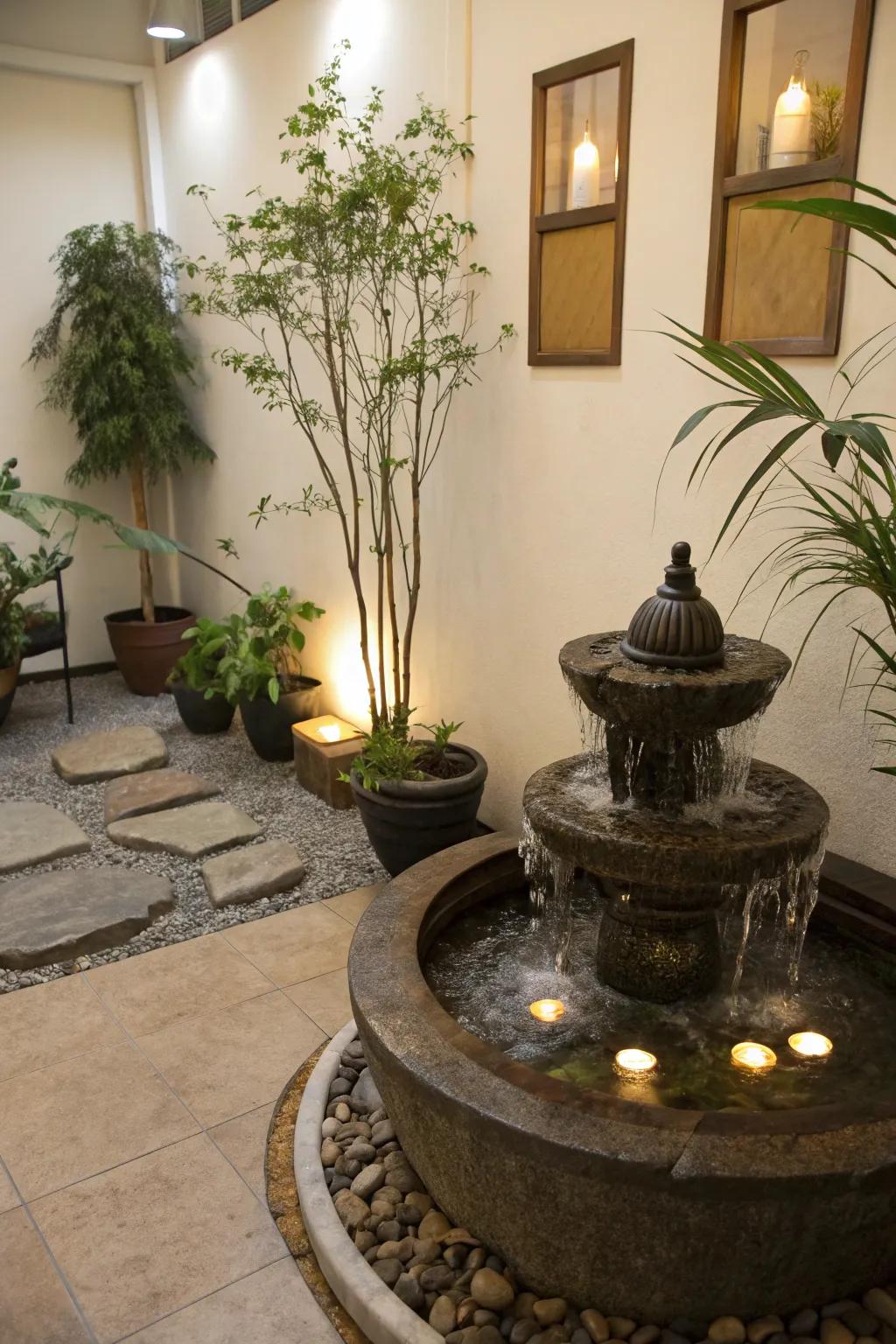 The sound of water can help make your meditation area more relaxing.