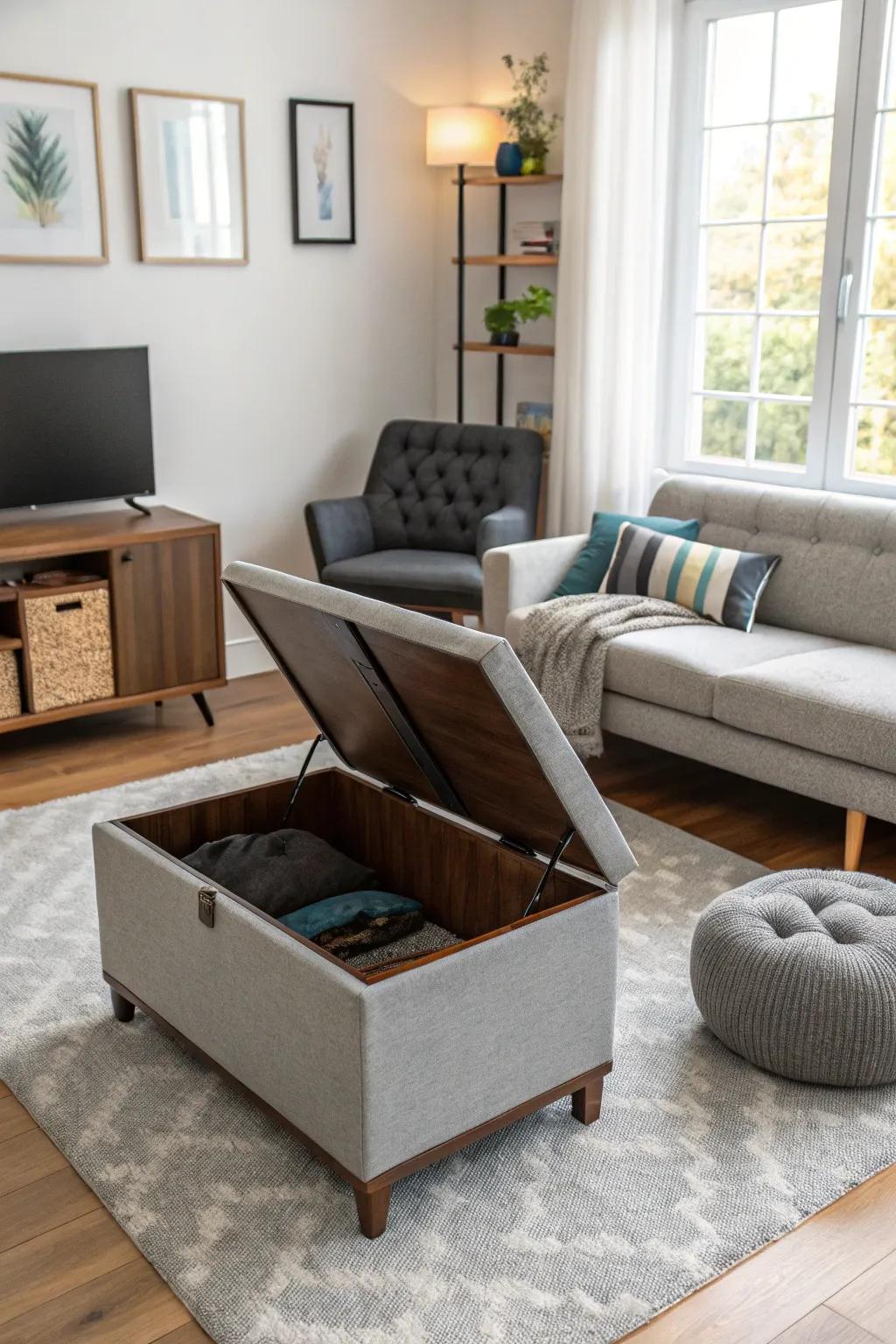 Furniture with multiple functions to maximize space.