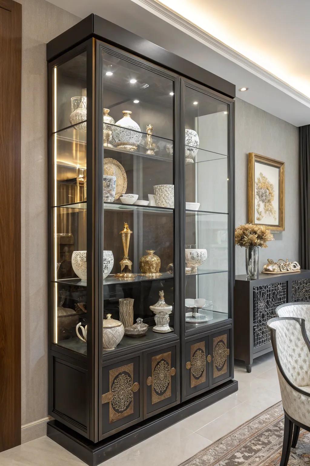 Exclusive pieces assume core position inside a display cabinet.