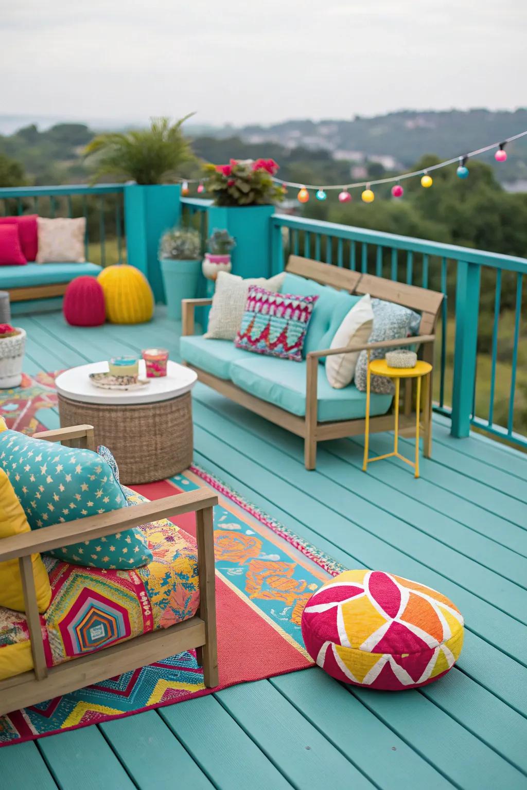 Teal adds a playful personality to any deck.