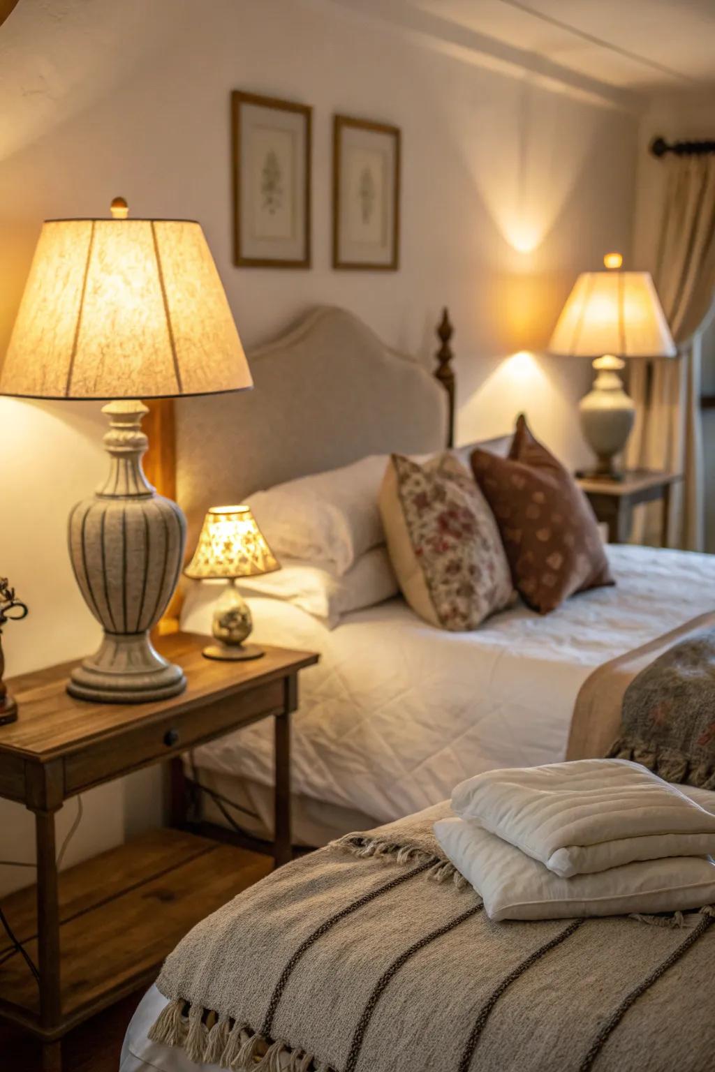 Gentle lighting creates a cozy and relaxing atmosphere.