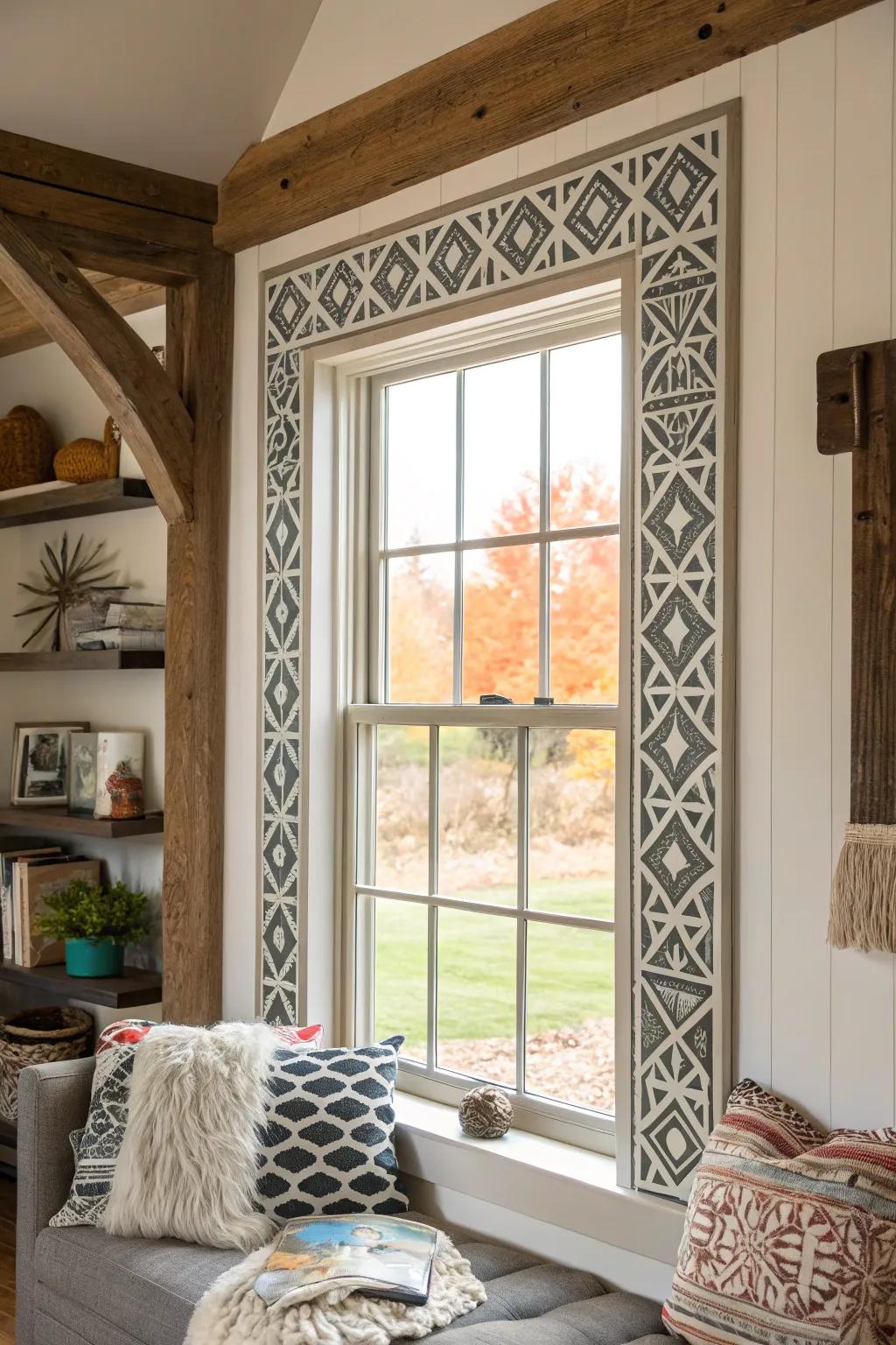 Geometric designs bring a contemporary twist to window trim.
