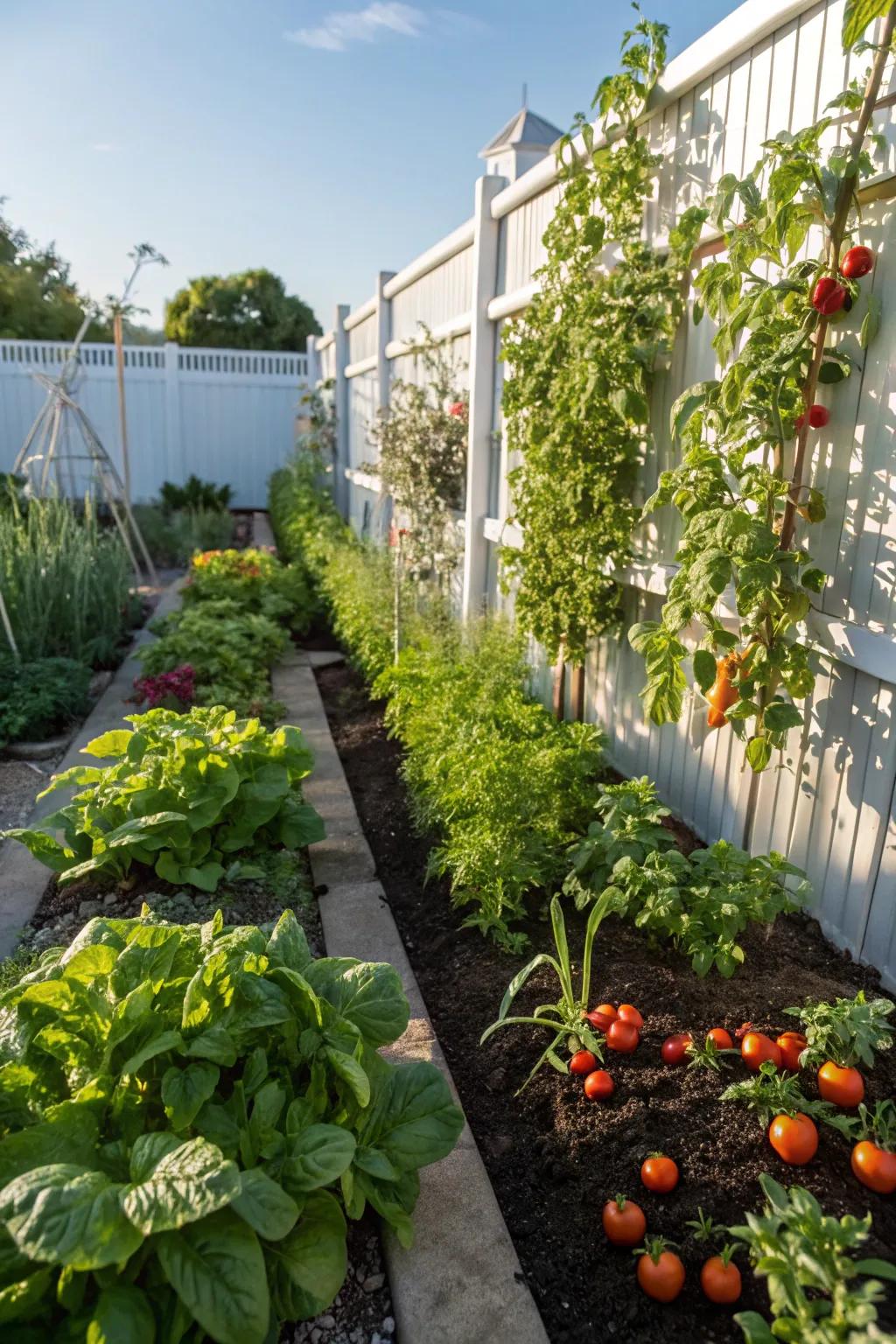 Edible plants bringing beauty and use to a small garden.
