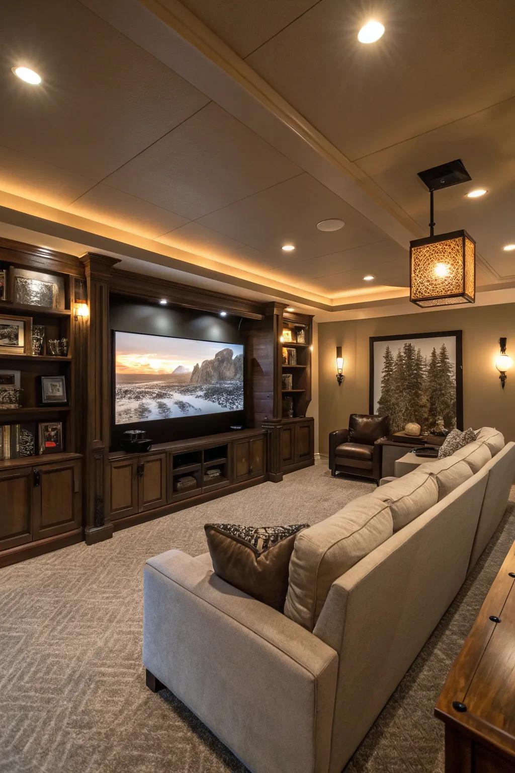 Atmospheric lighting creates the ideal atmosphere for immersive movie nights.