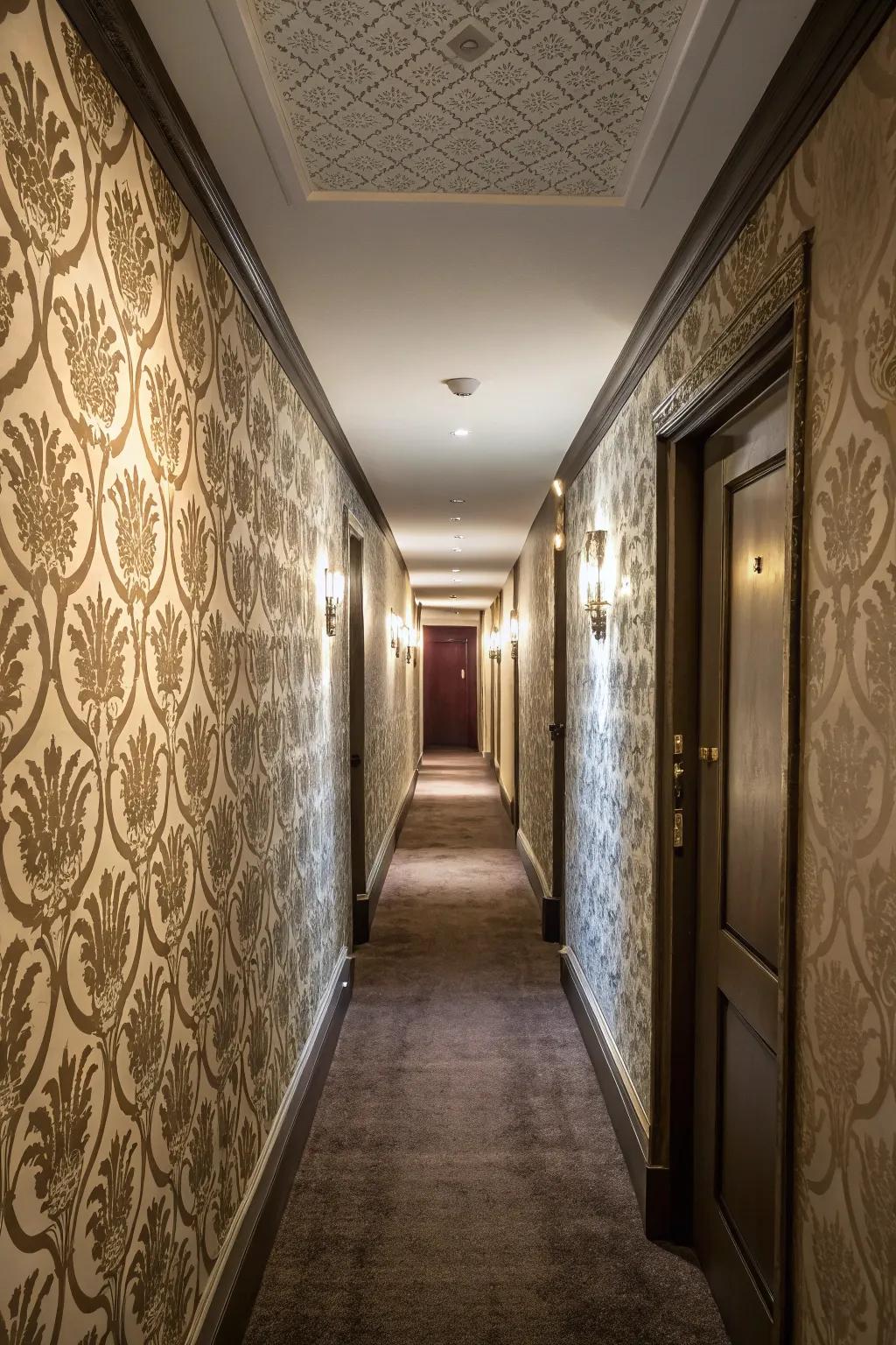 Textured walls introduce both depth and intrigue to narrow spaces.