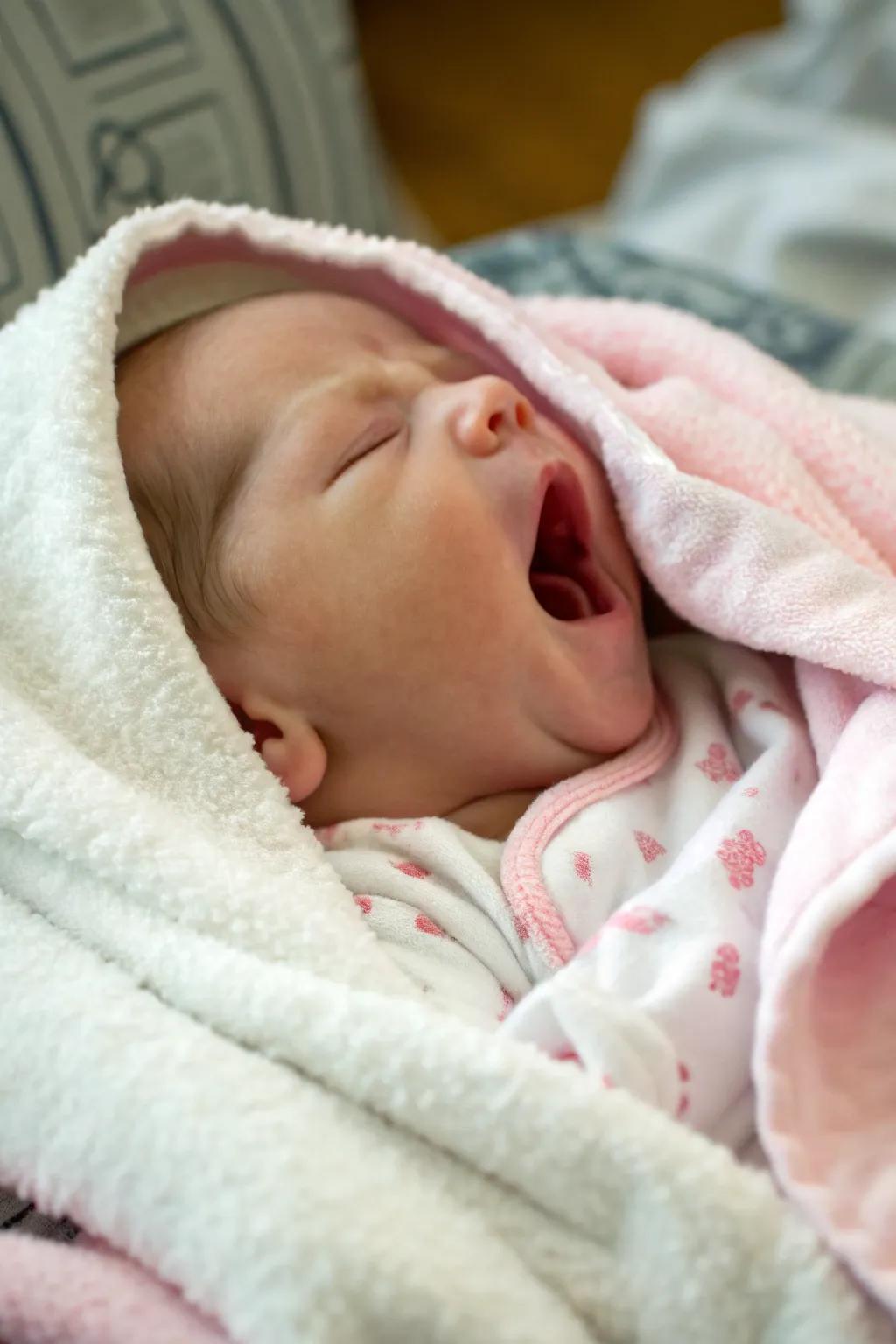 A candid newborn visual capturing a spontaneous moment.