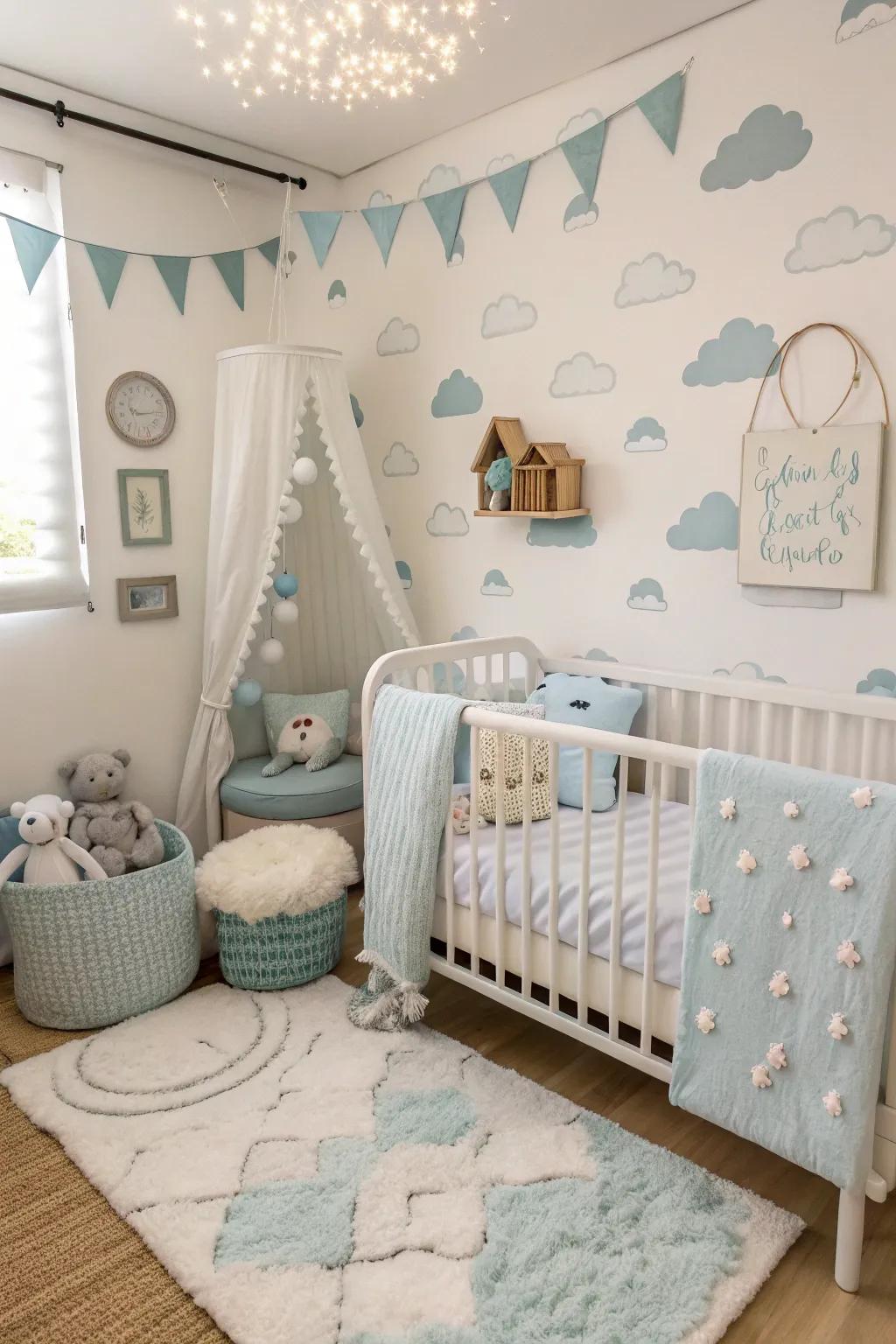Float away on cloud nine in your cozy nursery.