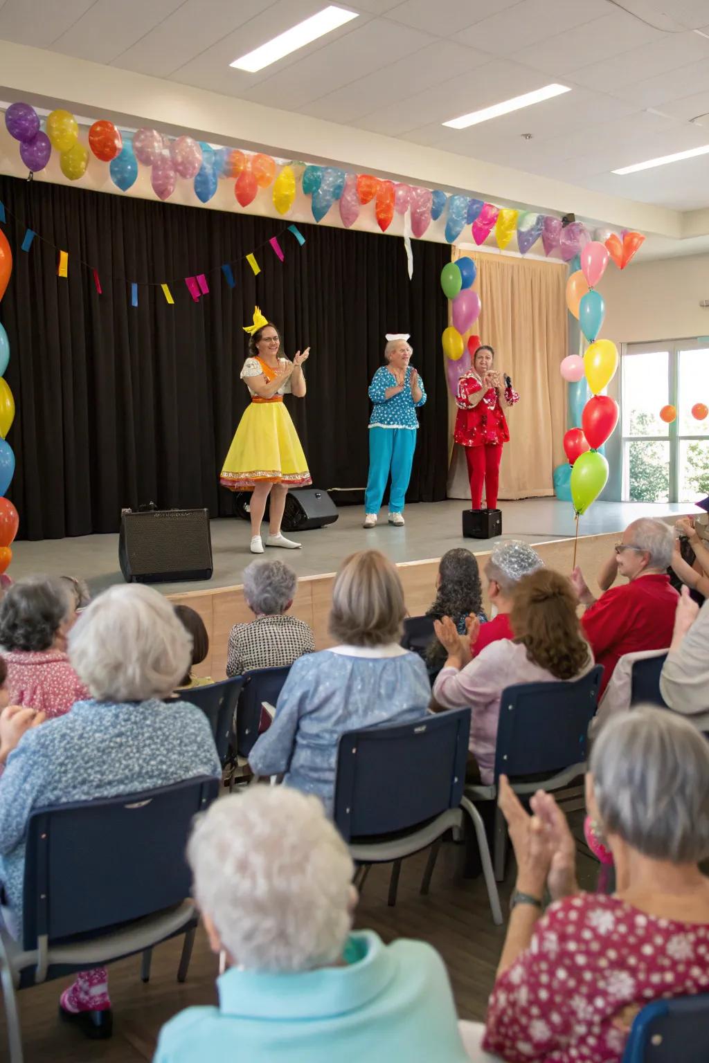 Residents showcasing their talents in a Valentine's performance showcase.