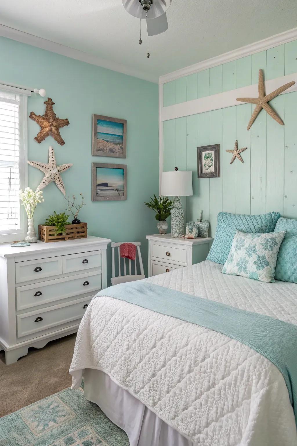 Pastel shades introduce a gentle, tranquil element to your ocean-themed area.