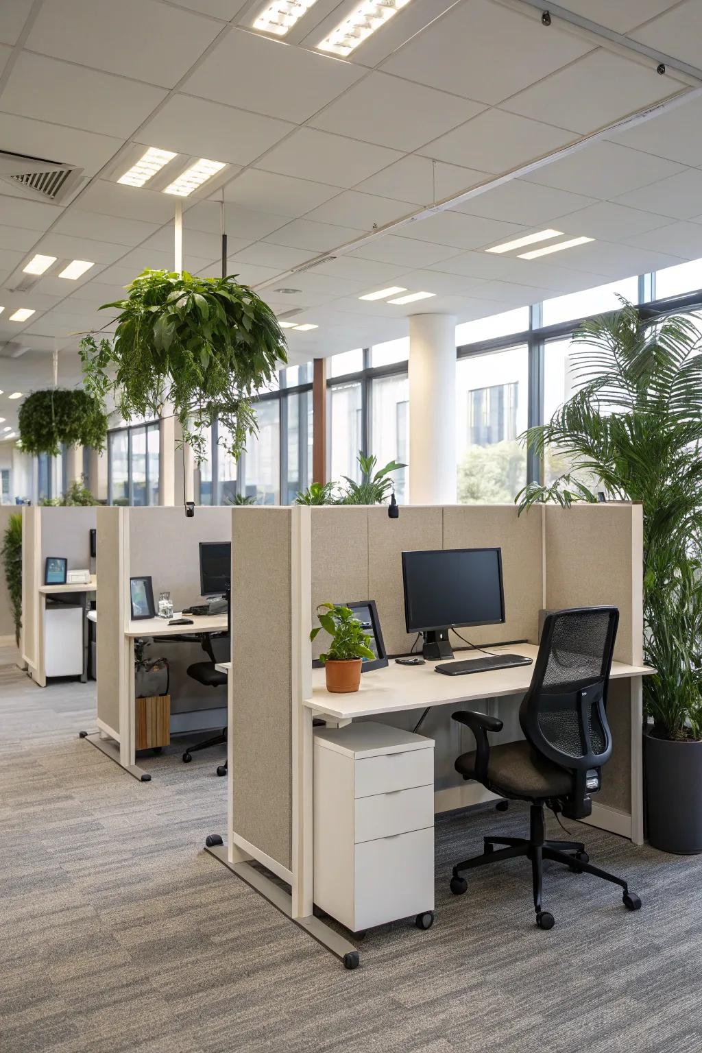 Standing desks with screens help with being healthy and focused.