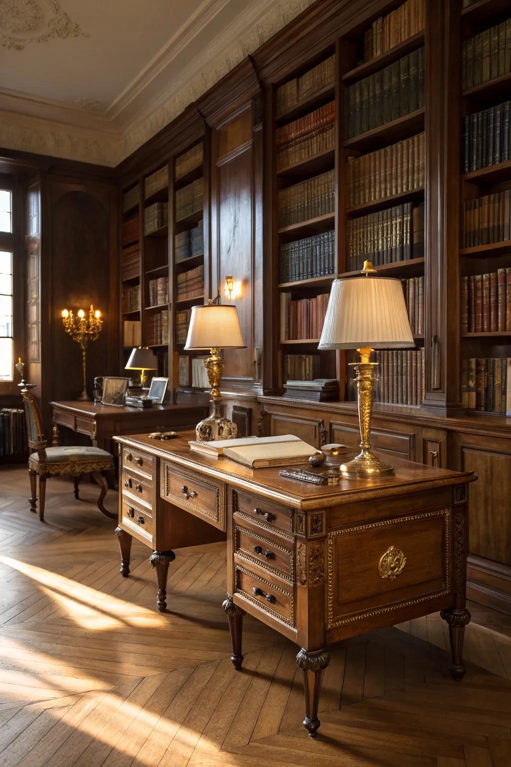 Warm metallic gleam using metal accents