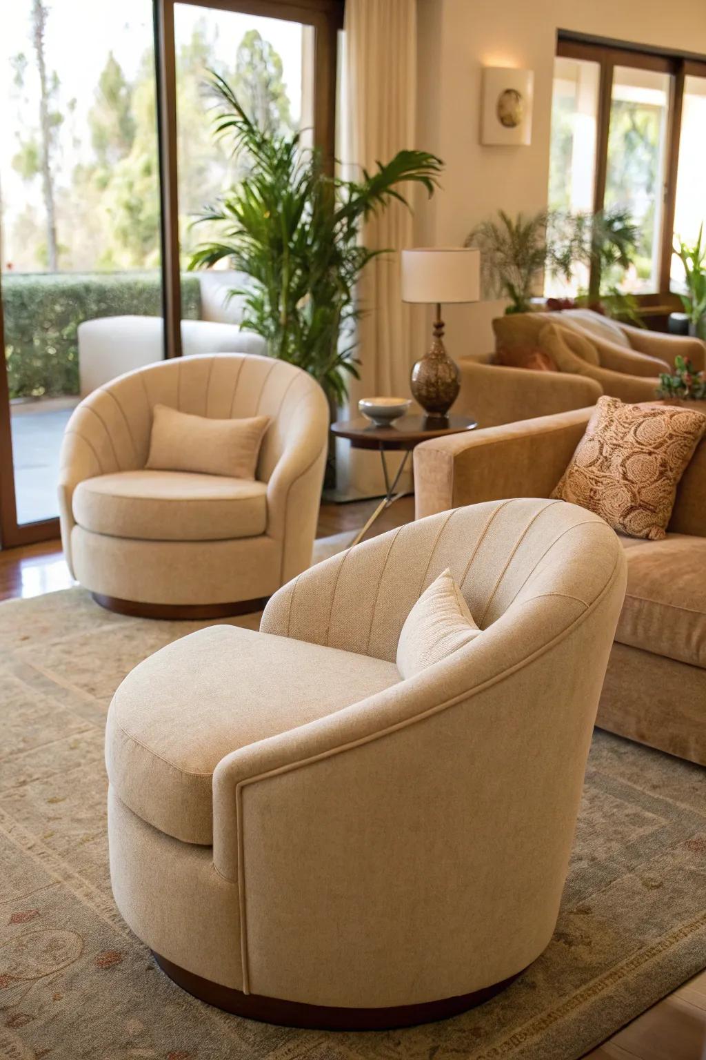 Soft curves that invite relaxation and comfort.