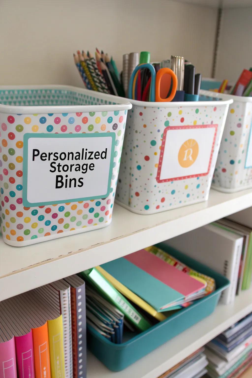 Personalized bins introduce a personal touch to arrangement.