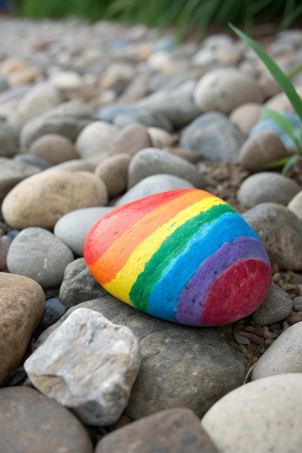 Transform your garden into a spectrum river of colors with this simple painted stone idea.