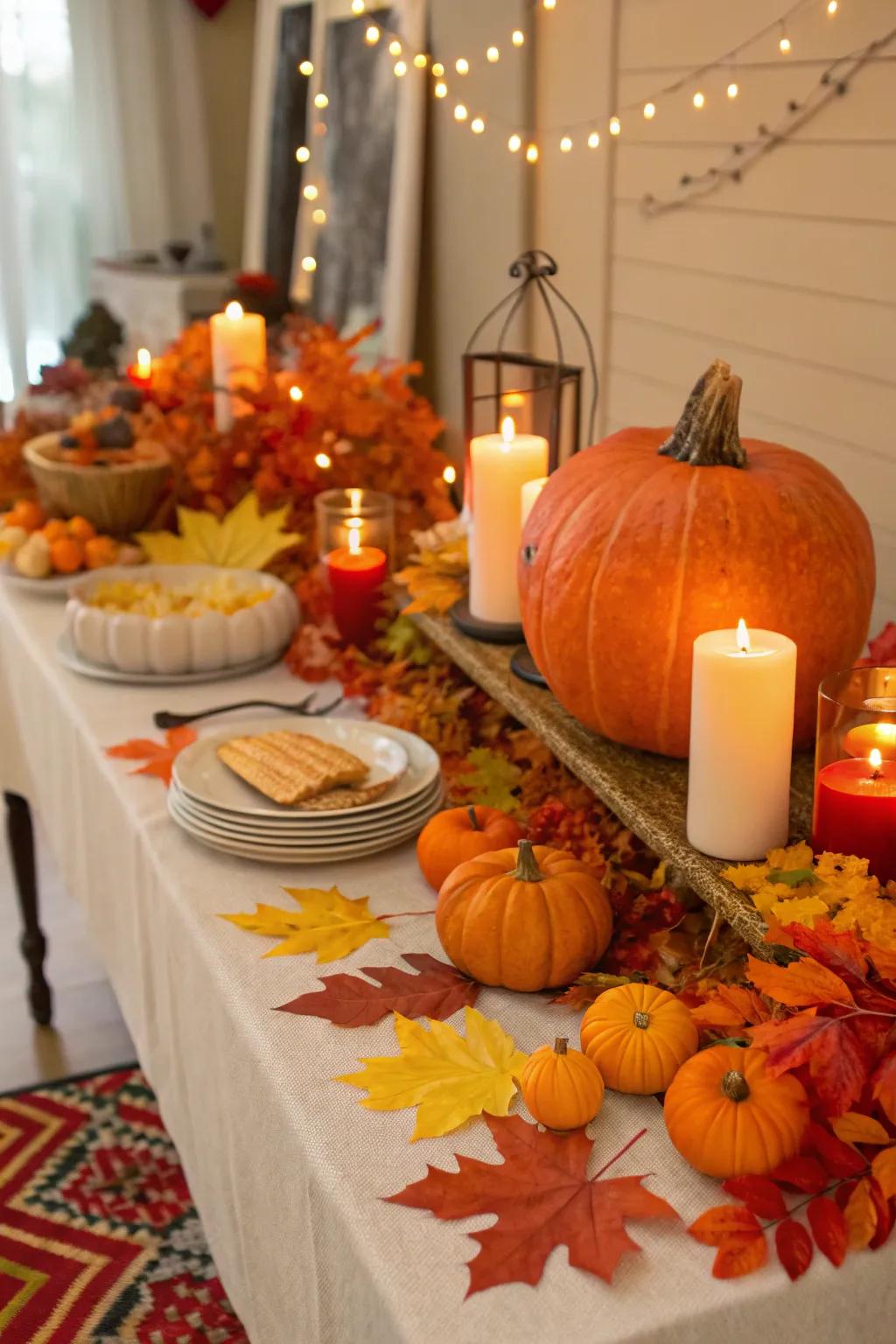 Seasonal decor adding a cozy touch to the autumn table