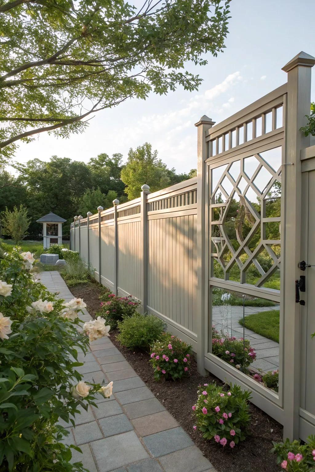 Mirror accents enhance light and space on patios.