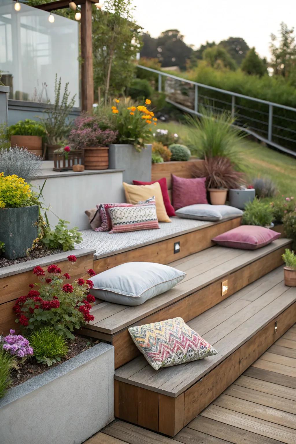 Combined seating for a relaxing patio experience.