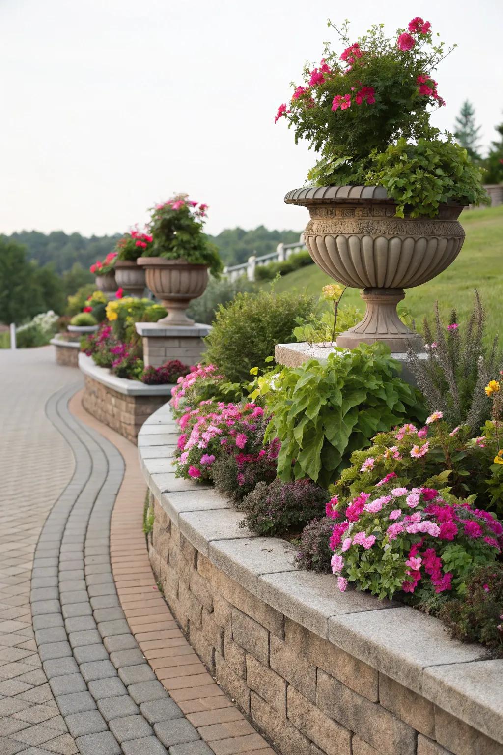 Cascading containers enhance your garden's visual appeal.