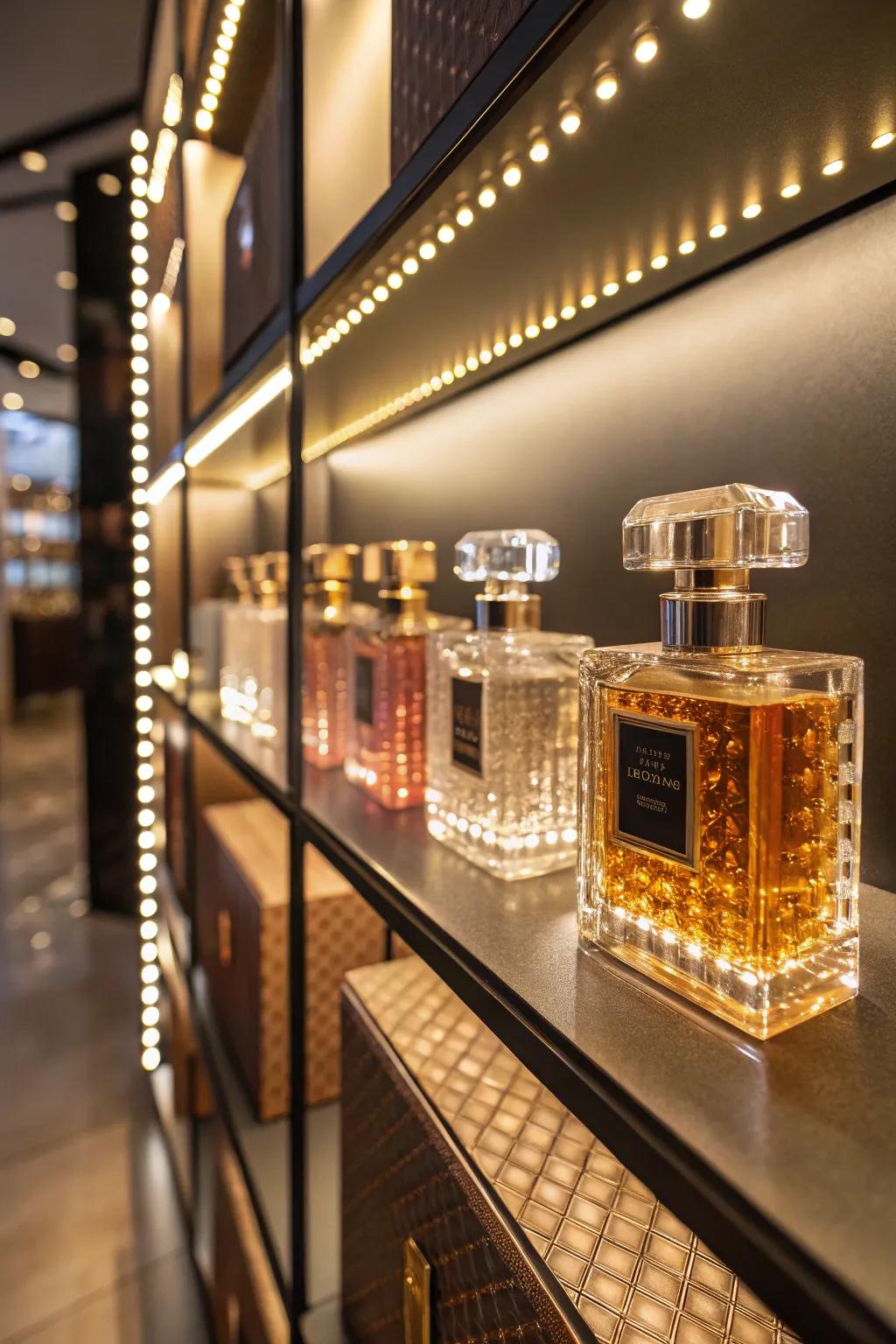 Diode lighting adds a hint of luxury to your fragrance staging.