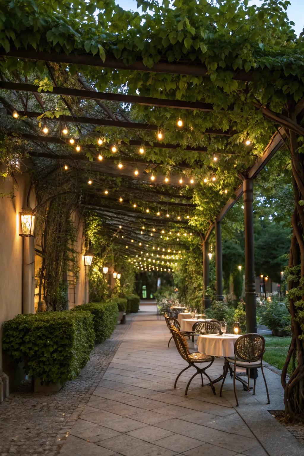 Festoon lights add a European touch and ambiance.