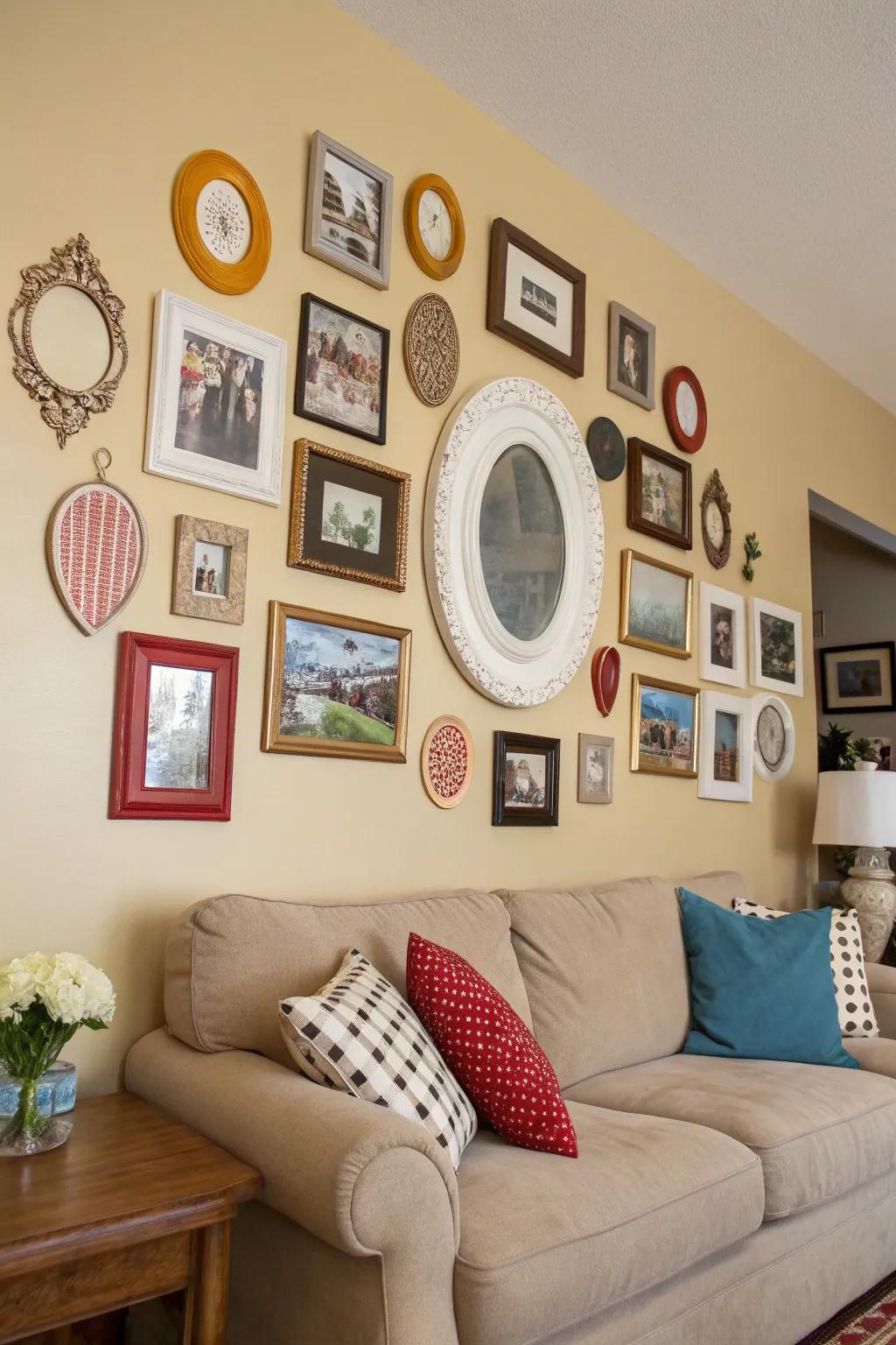 Unusual border shapes add playfulness to your art display.