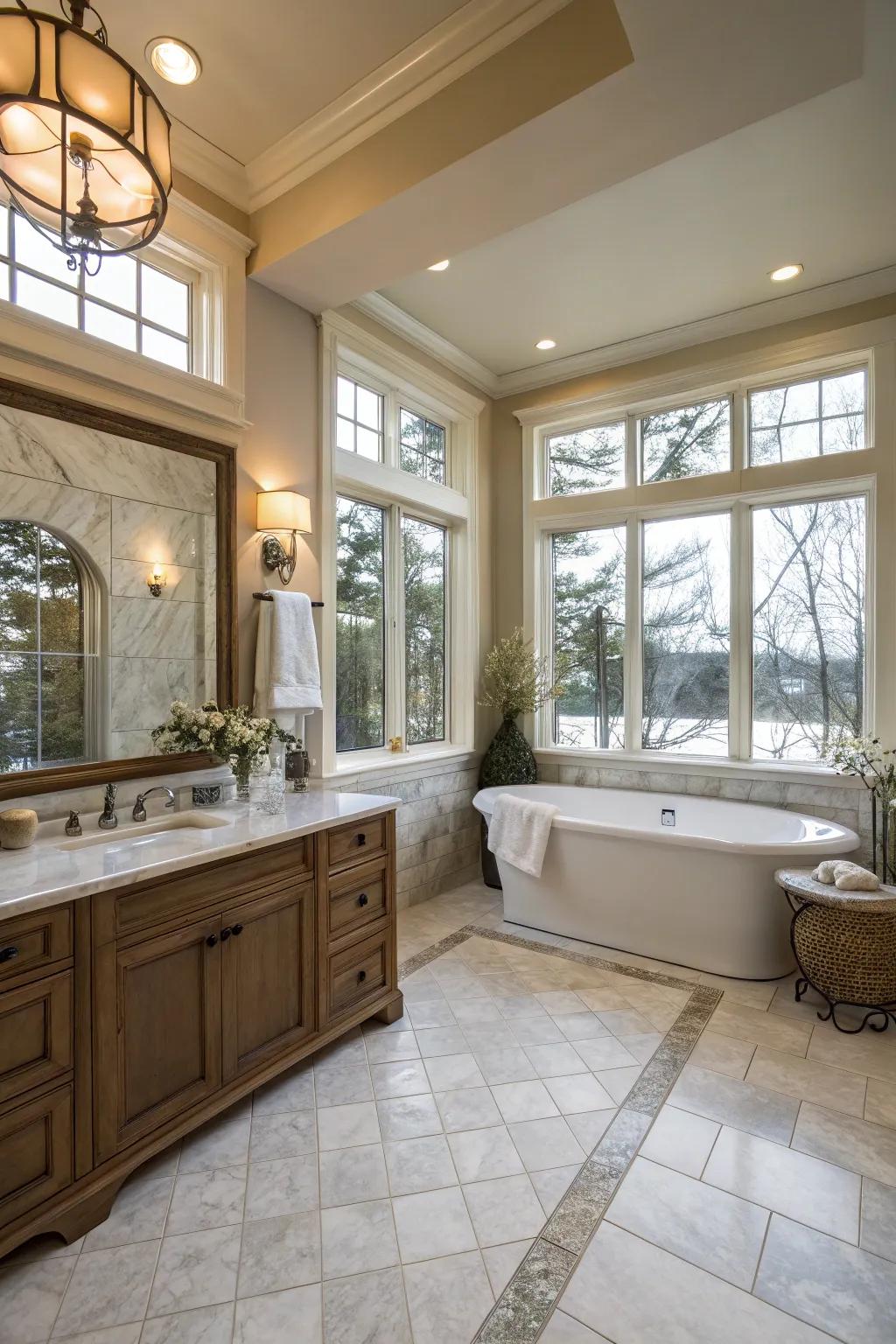 Heated tiles provide warmth and luxury in bathrooms.